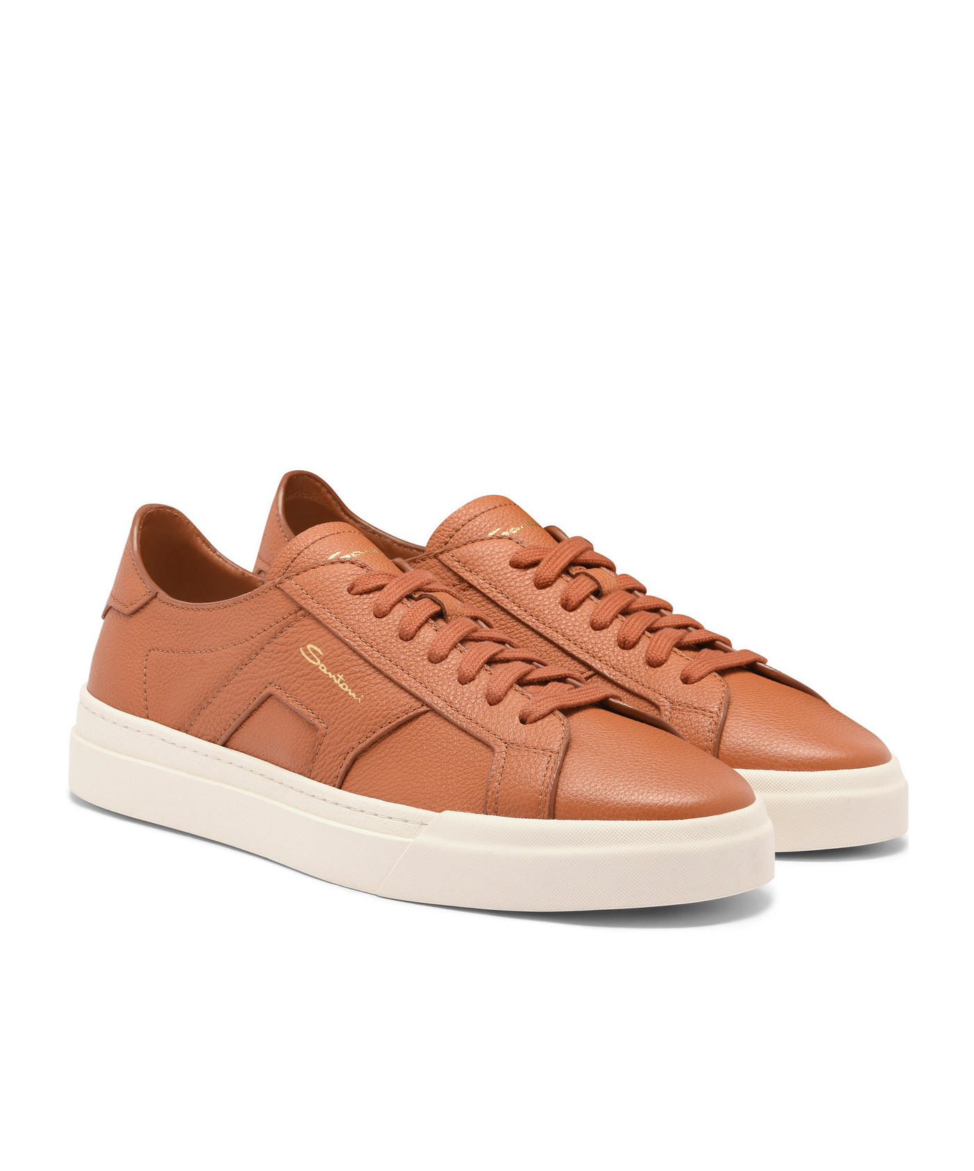 Santoni Men's Double Buckle Lace Up Sneakers In White