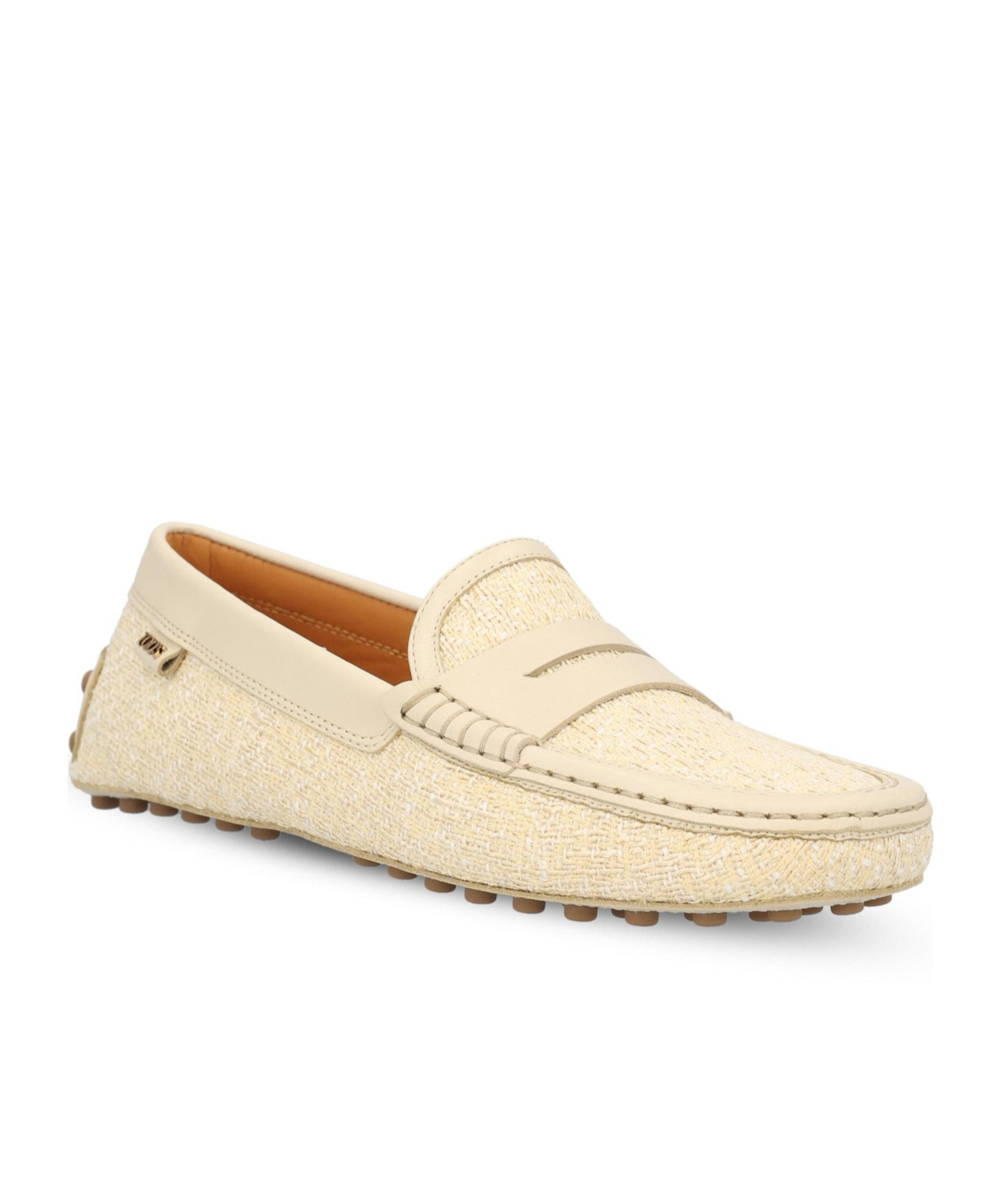 Shop Tod's Tweed Loafers In Nude