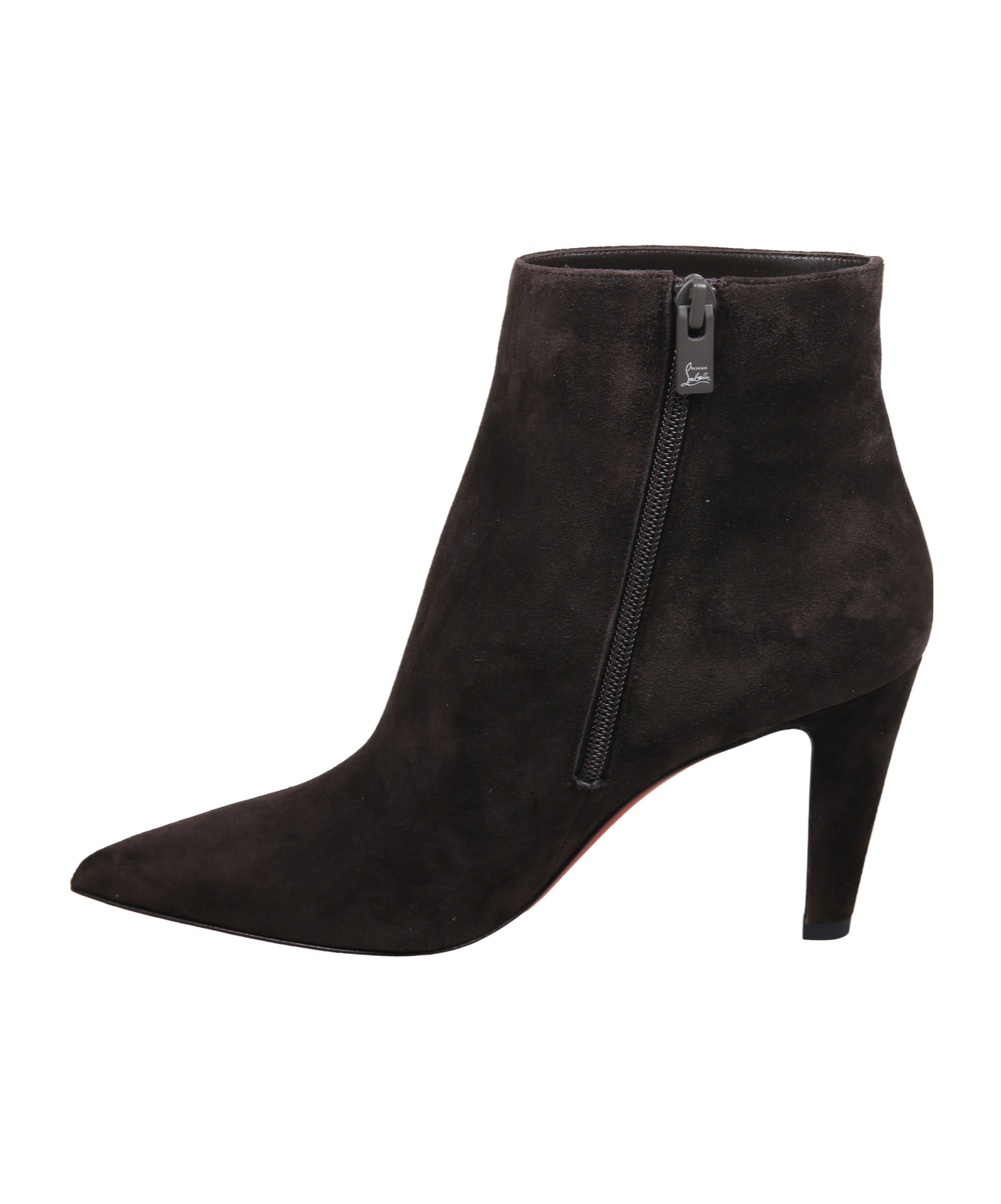 Christian Louboutin Pointed Toe Zip-up Boots In Black