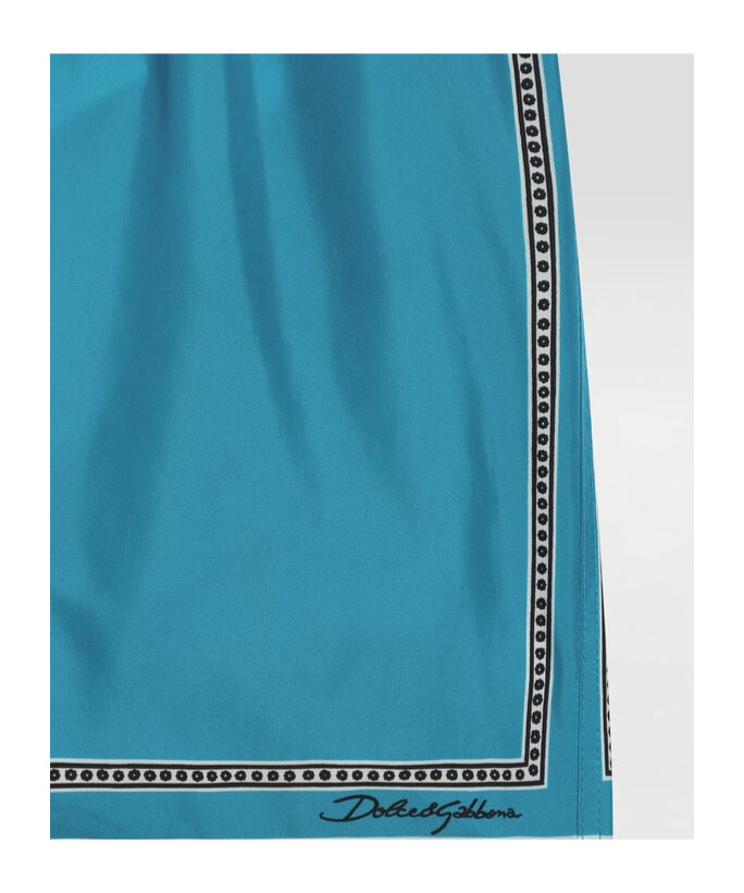 Dolce & Gabbana Boys Bandana Print Swim Shorts In Light Blue