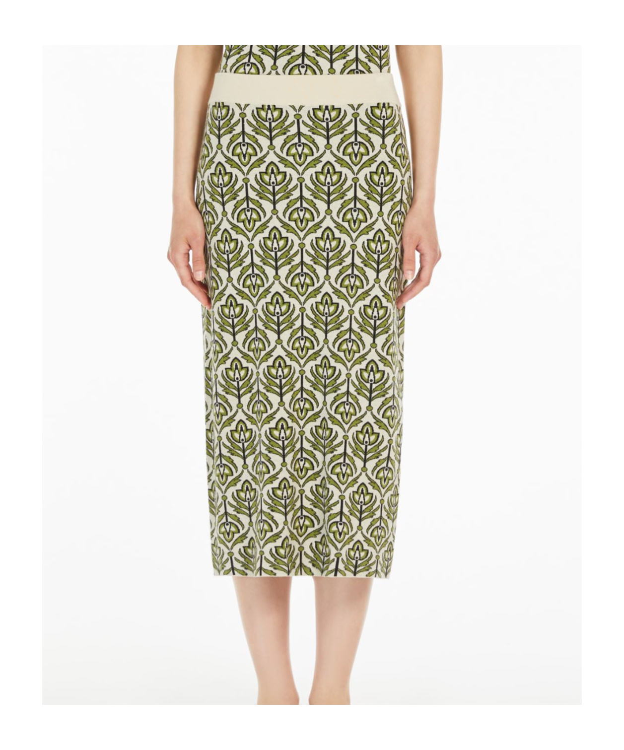 Weekend Max Mara Jacquard Knitted Skirt In Nude