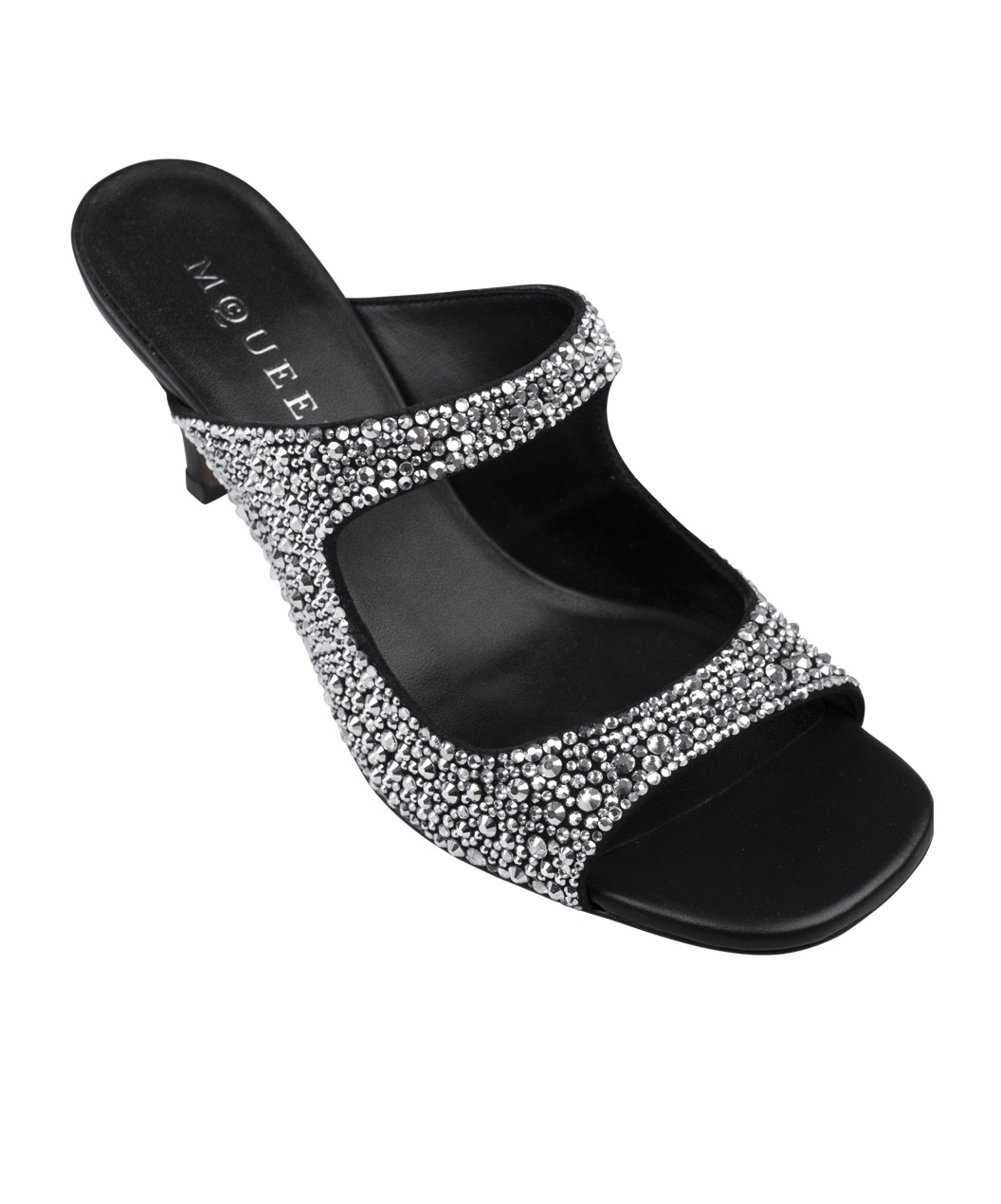 Alexander Mcqueen Round Toe High Heel Sandals In Black