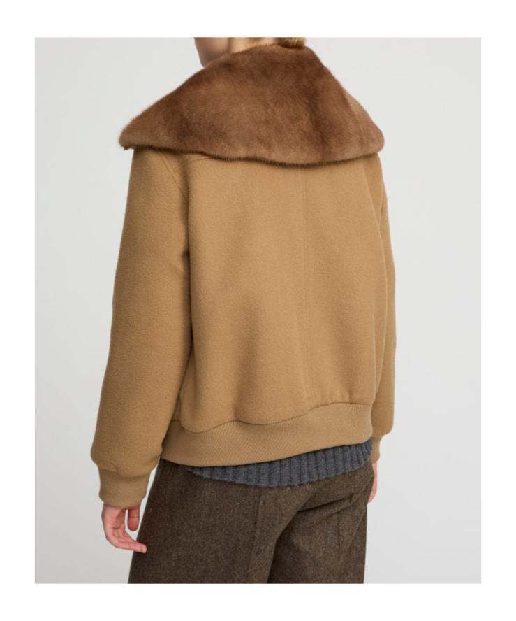 Yves Salomon Cashmere-blend Cropped Blouson With Removable Mink Fur Collar In Brown