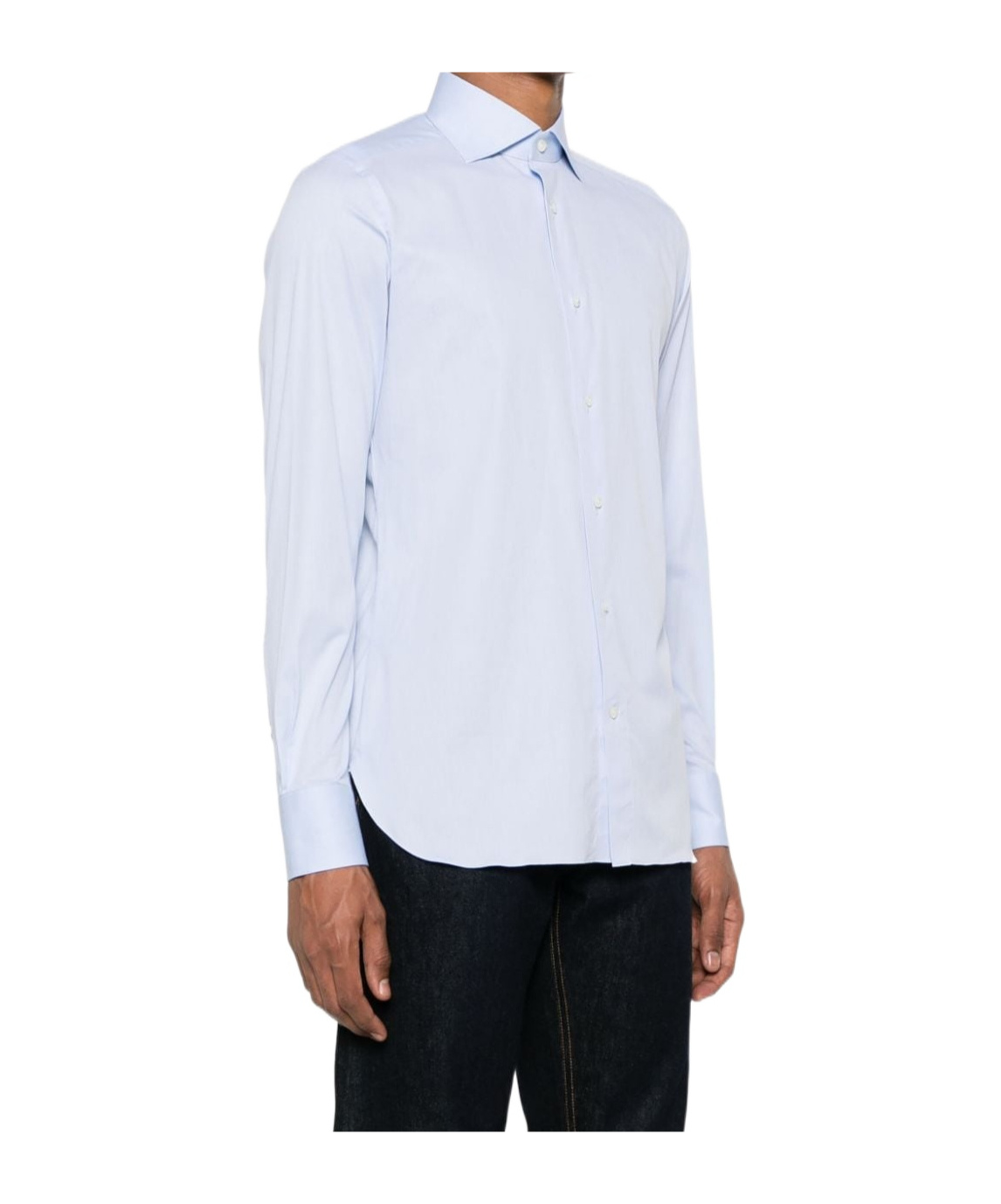 Zegna Spread-collar Long-sleeve Shirt In Blue