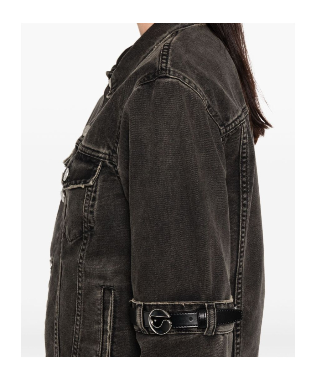 Coperni Oversized Black Denim Jacket With Unique Strap Details In Black
