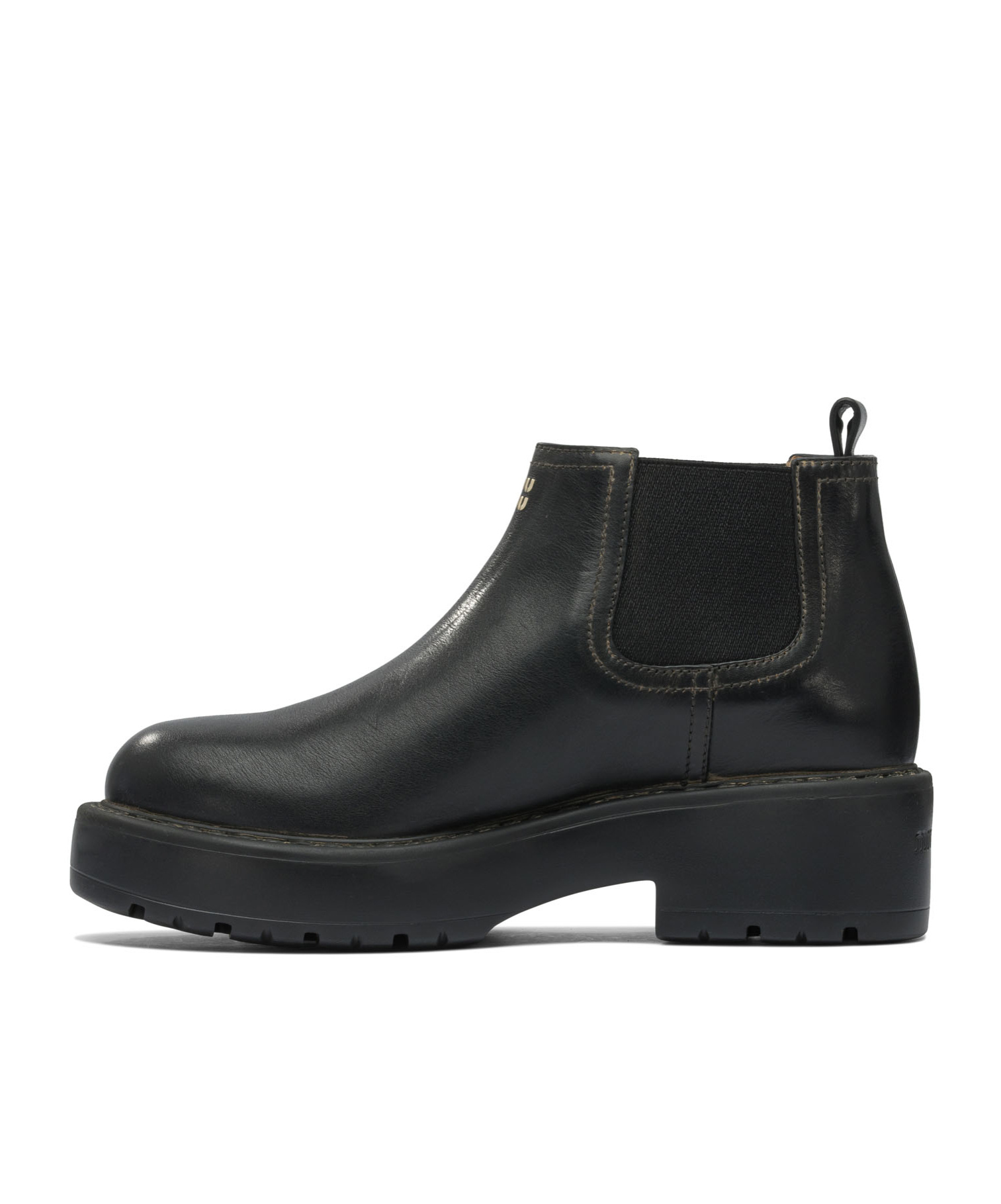Miu Miu Round Toe Ankle Boots In Black