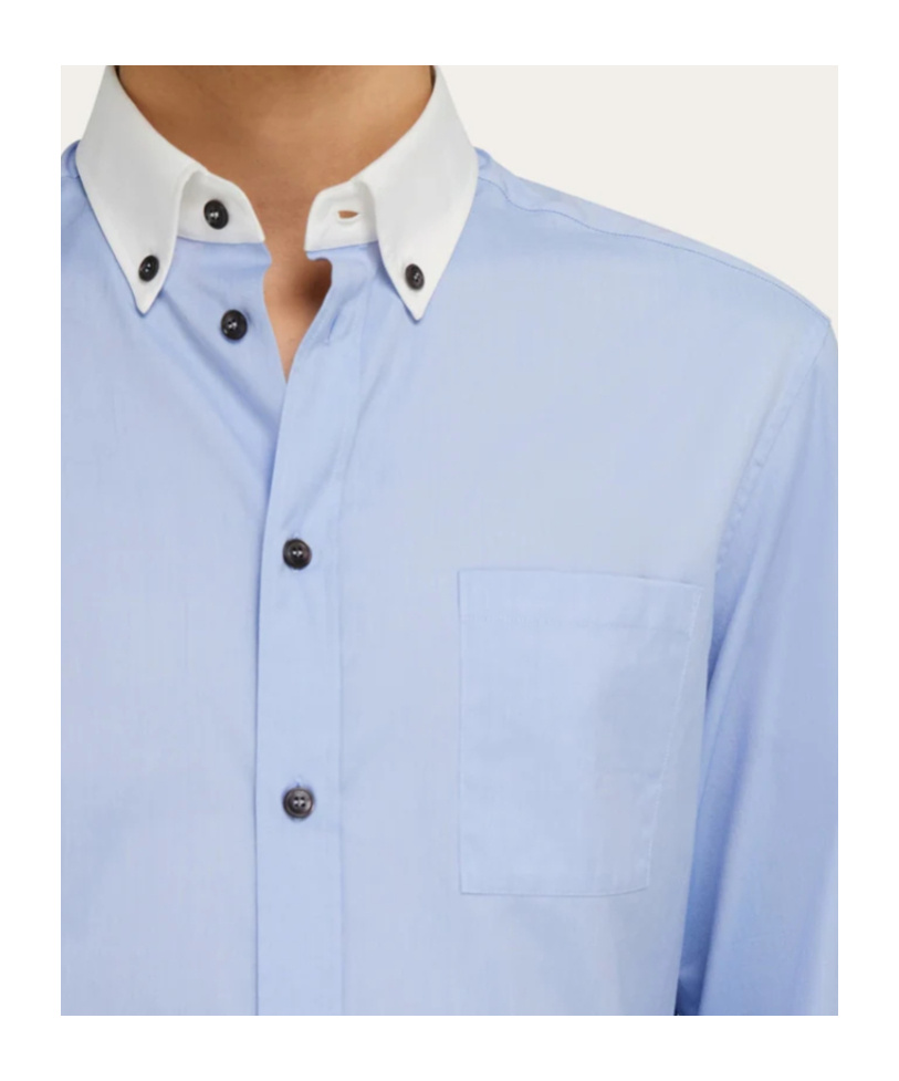 Ferragamo Button Down Oxford Shirt In Blue