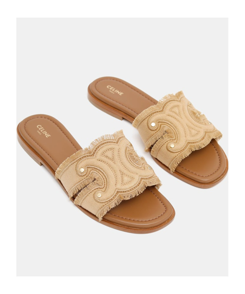 Celine Triomphe Slippers In Nude