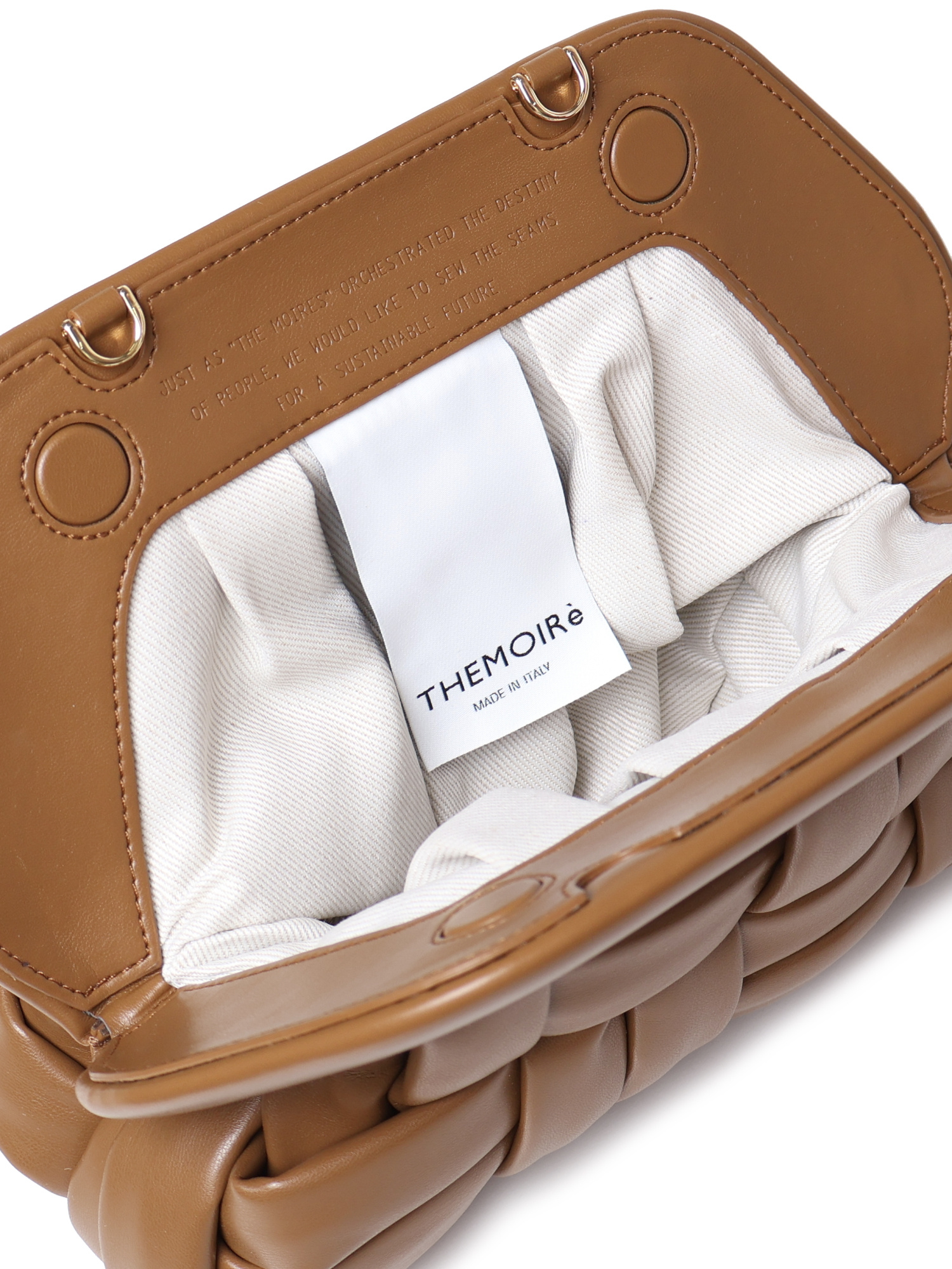 Themoirè Tia Basket Weaved Clutch Bag In Brown