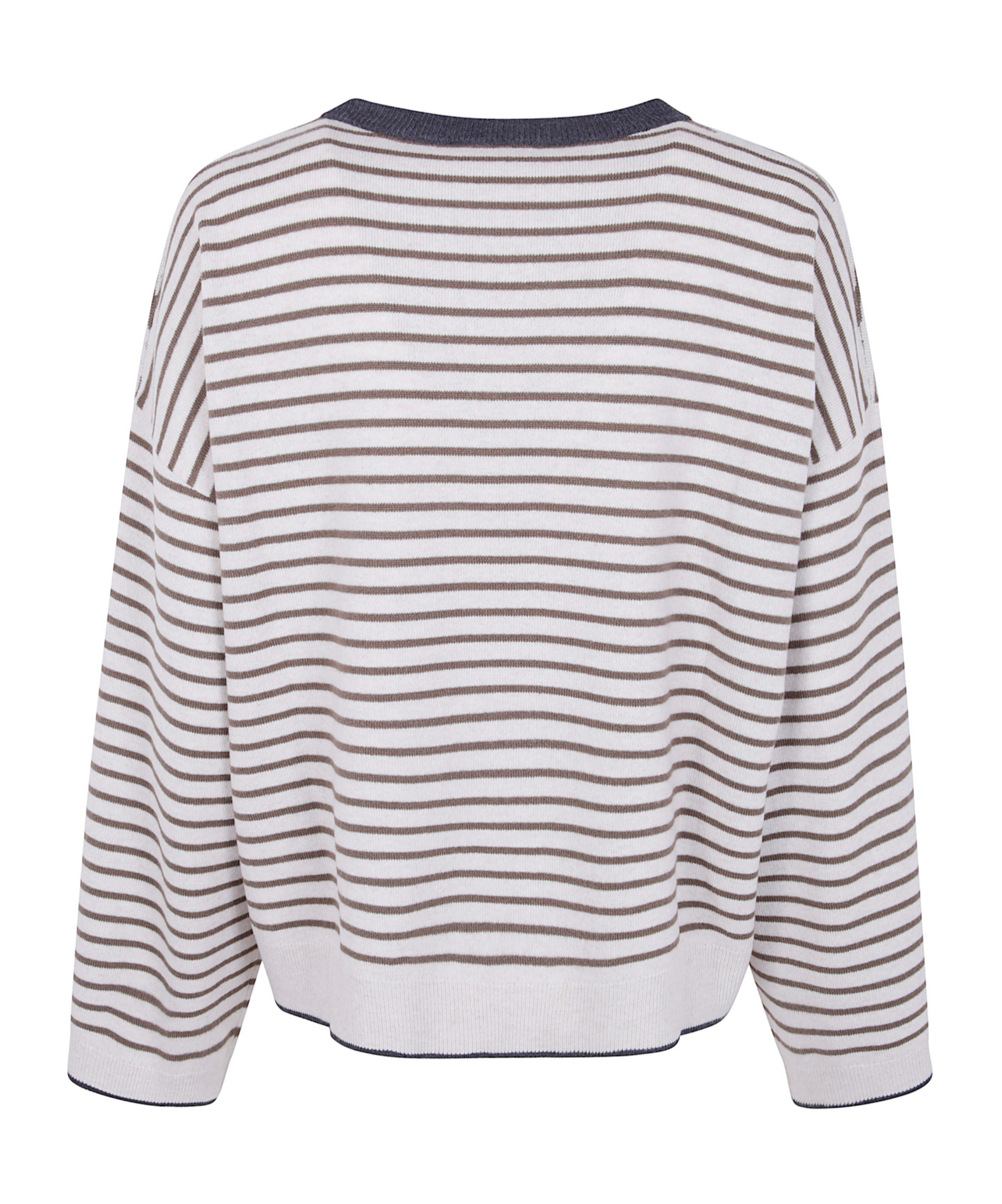 Brunello Cucinelli Striped Crew-neck Sweater In Gray