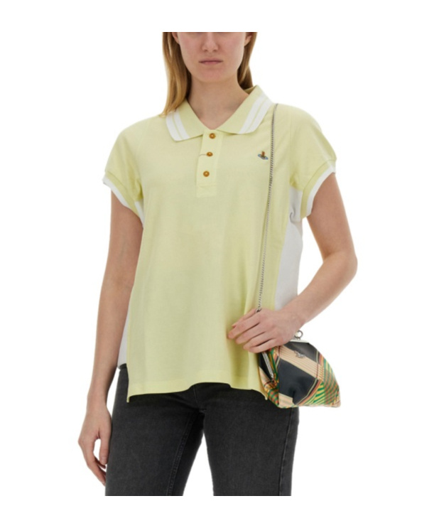 Vivienne Westwood Orb-embroidered Cotton Polo Top In Green