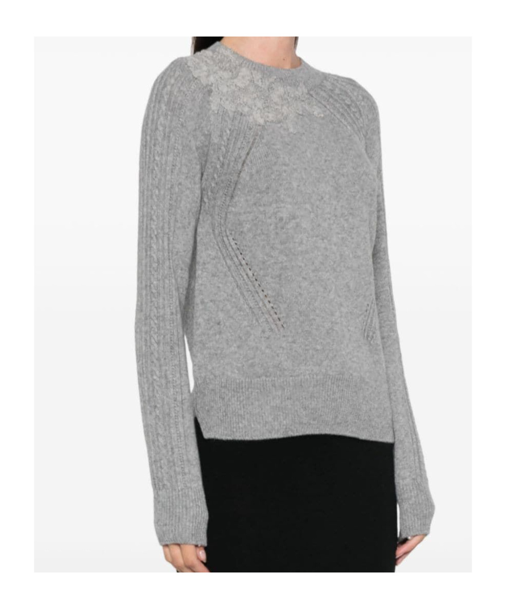 Ermanno Scervino Lace-embroidered Sweater In Gray