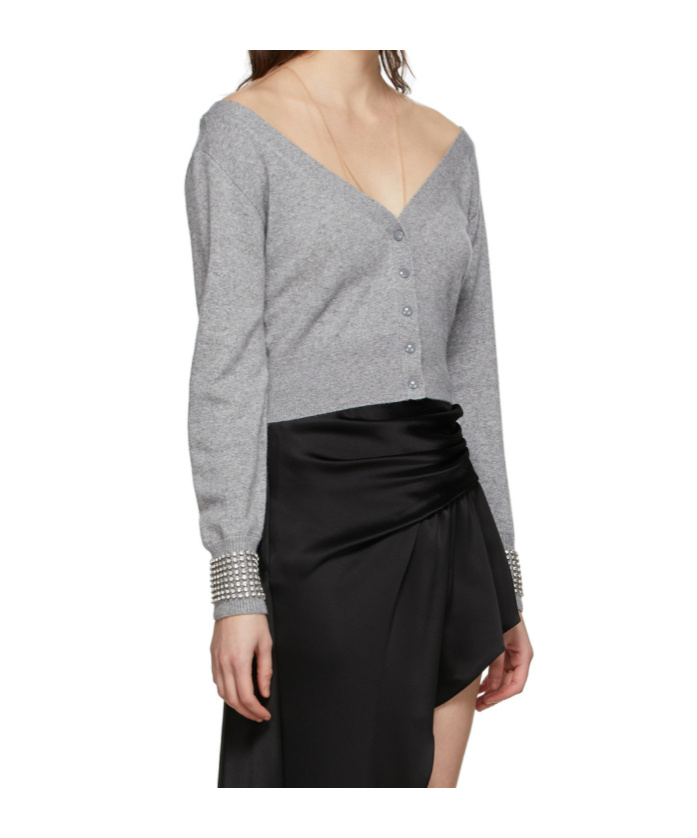 Alexander Wang Button Knitted Cardigan In Gray