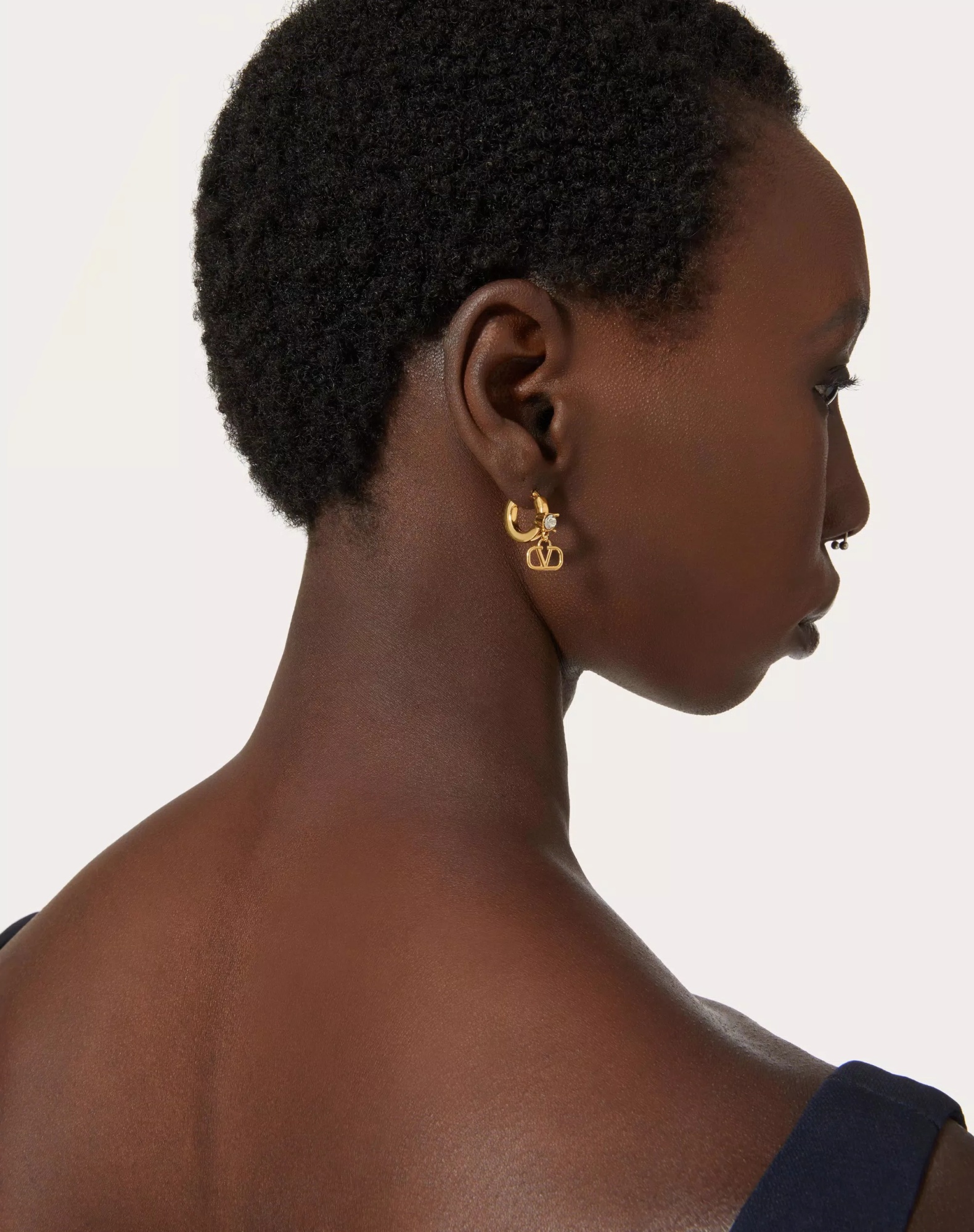 VALENTINO GARAVANI MINI VLOGO SIGNATURE METAL EARRINGS WITH SWAROVSKI CRYSTALS
