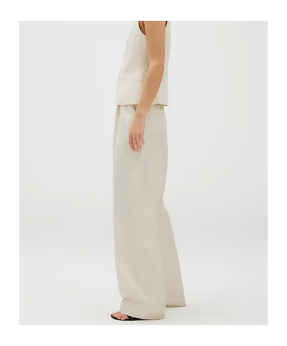 Shop Calvin Klein Relaxed Linen Pleated Trousers