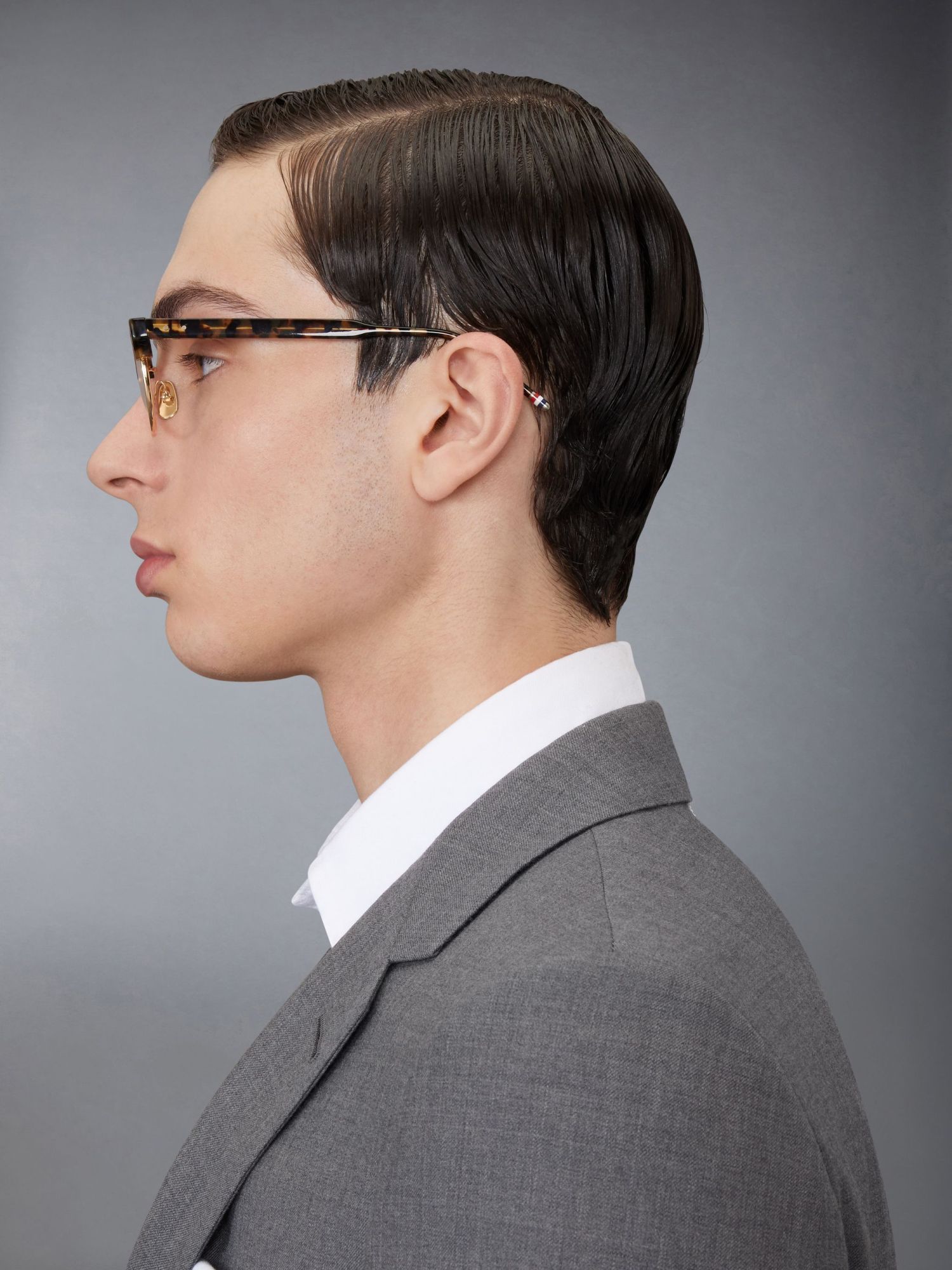 Thom Browne Elliptical Frame Flat Mirror In Black