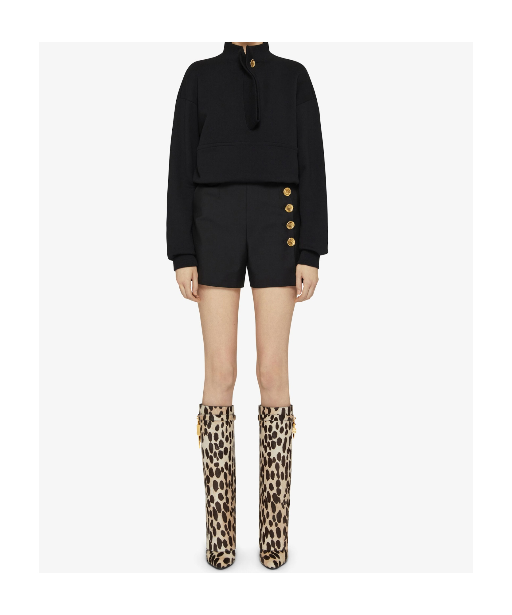 GIVENCHY SWEATSHIRT IN FLEECE WITH BUTTONED COLLAR