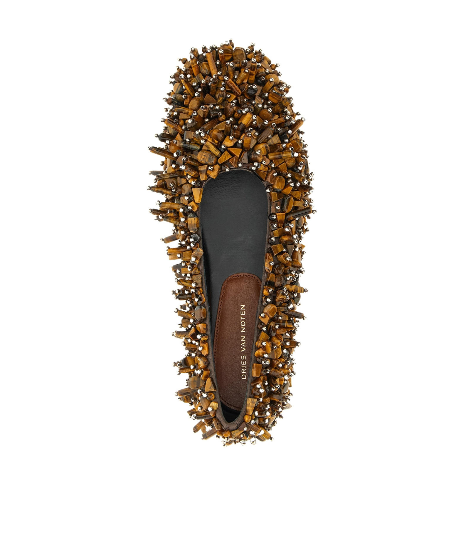 Dries Van Noten Decorative Round Toe Ballet Flats In Brown