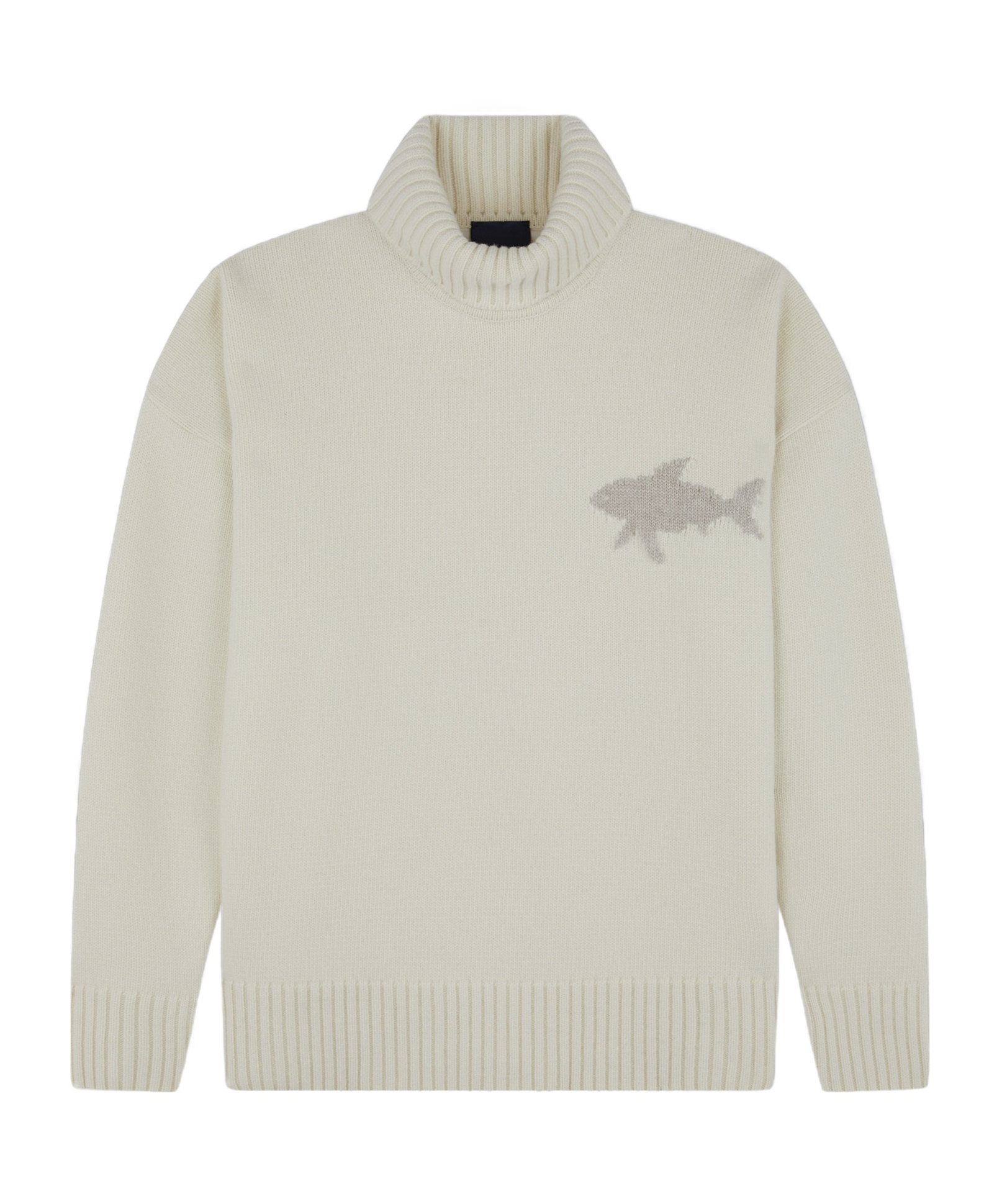 Paul & Shark Long-sleeved Turtleneck Sweater In White-alfalfa