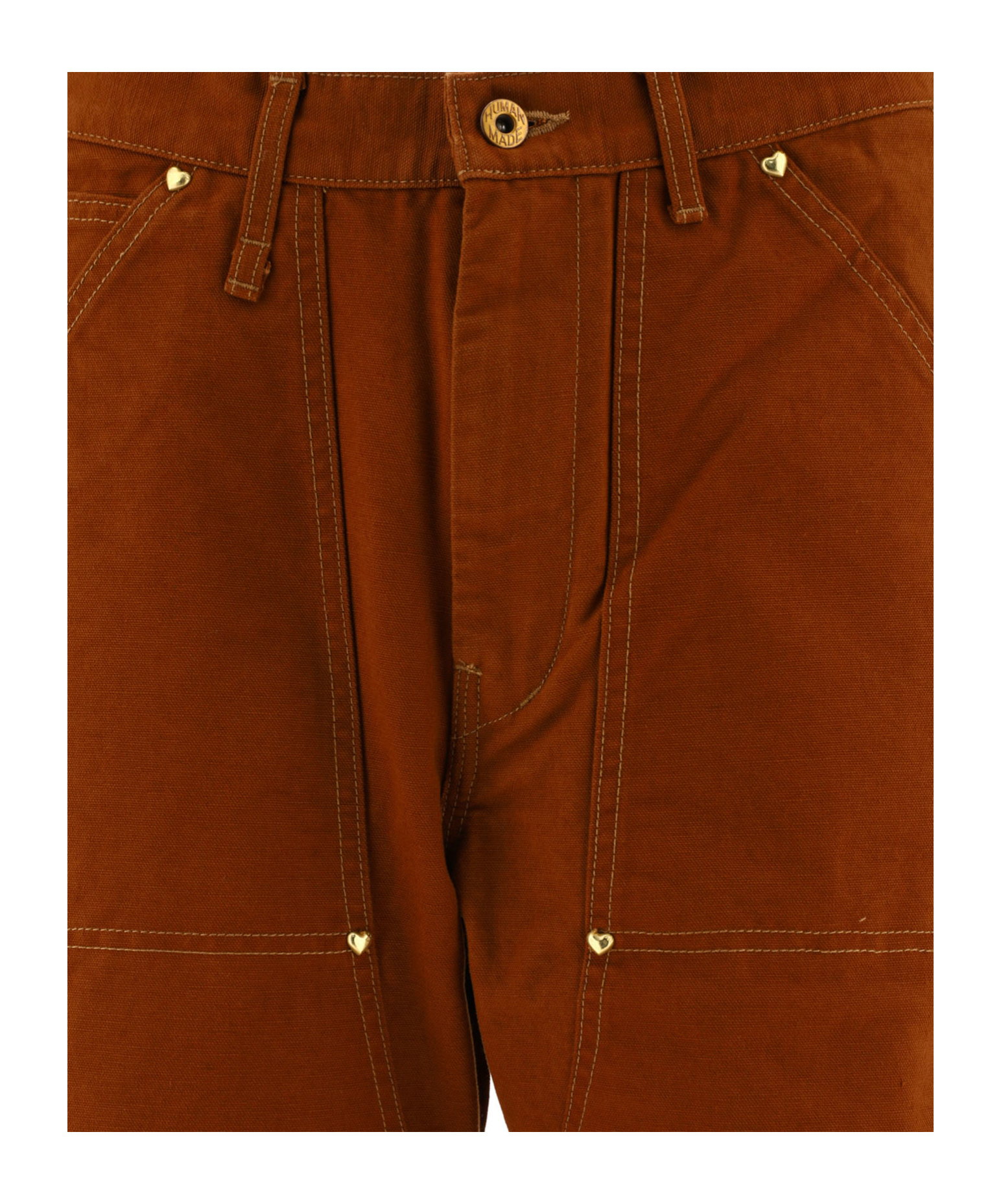 Shop Human Made Straight-leg Gold-toned Hardware Trousers In Brown