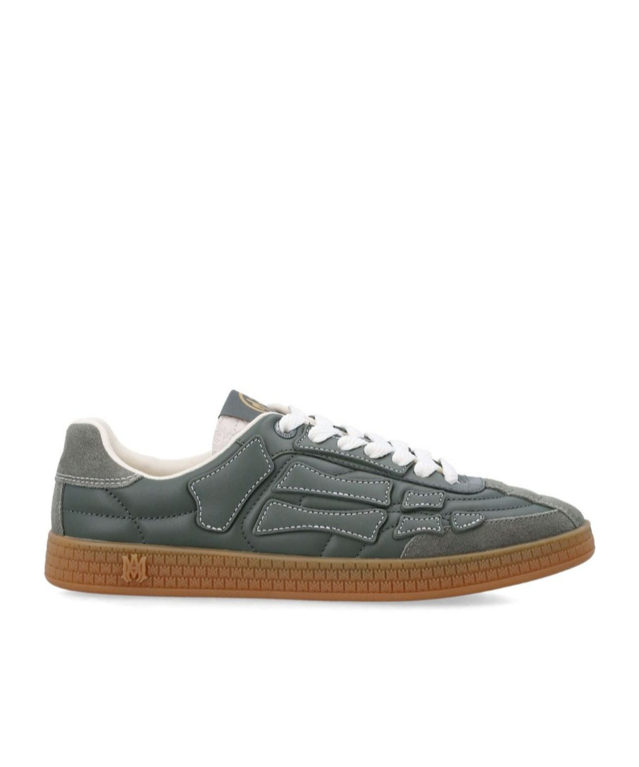 Amiri Pacific Bones Leather Sneakers In Gray