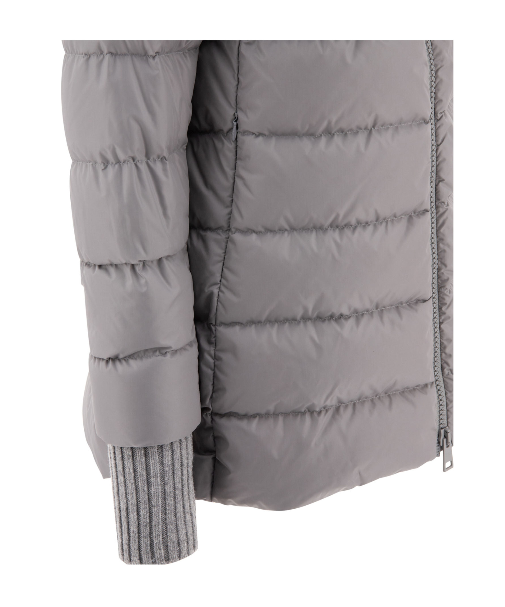 Herno Long Length Hooded Quilted Jacket In Gray