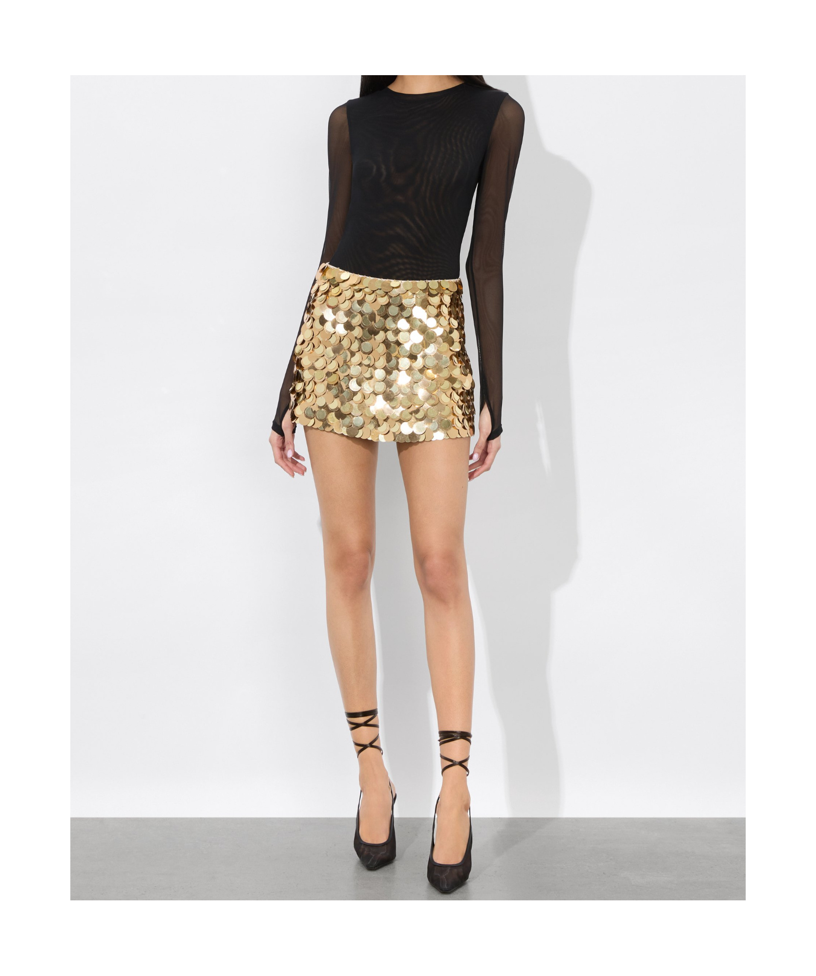 Alice And Olivia Rubi Micro Skirt In Light Gold/champagne