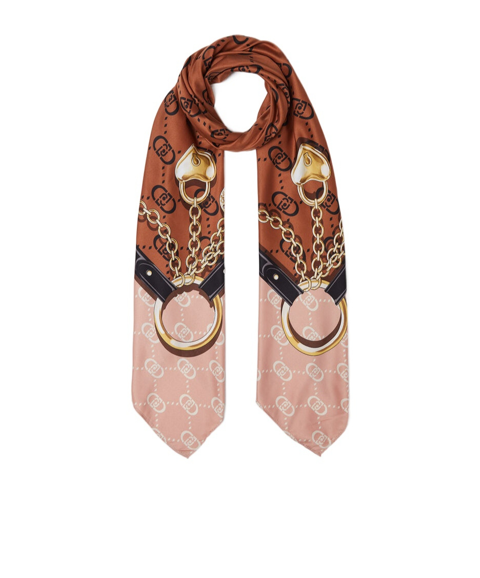 Liu •jo Monogram-print Satin Scarf In Red