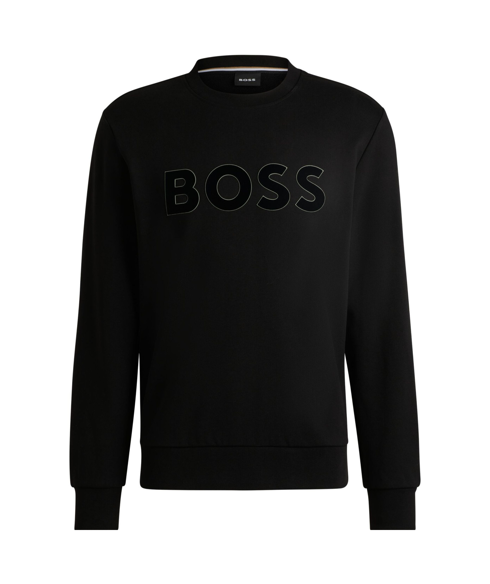Hugo Boss Cotton-terry Sweatshirt With Flock-print Logo In Black