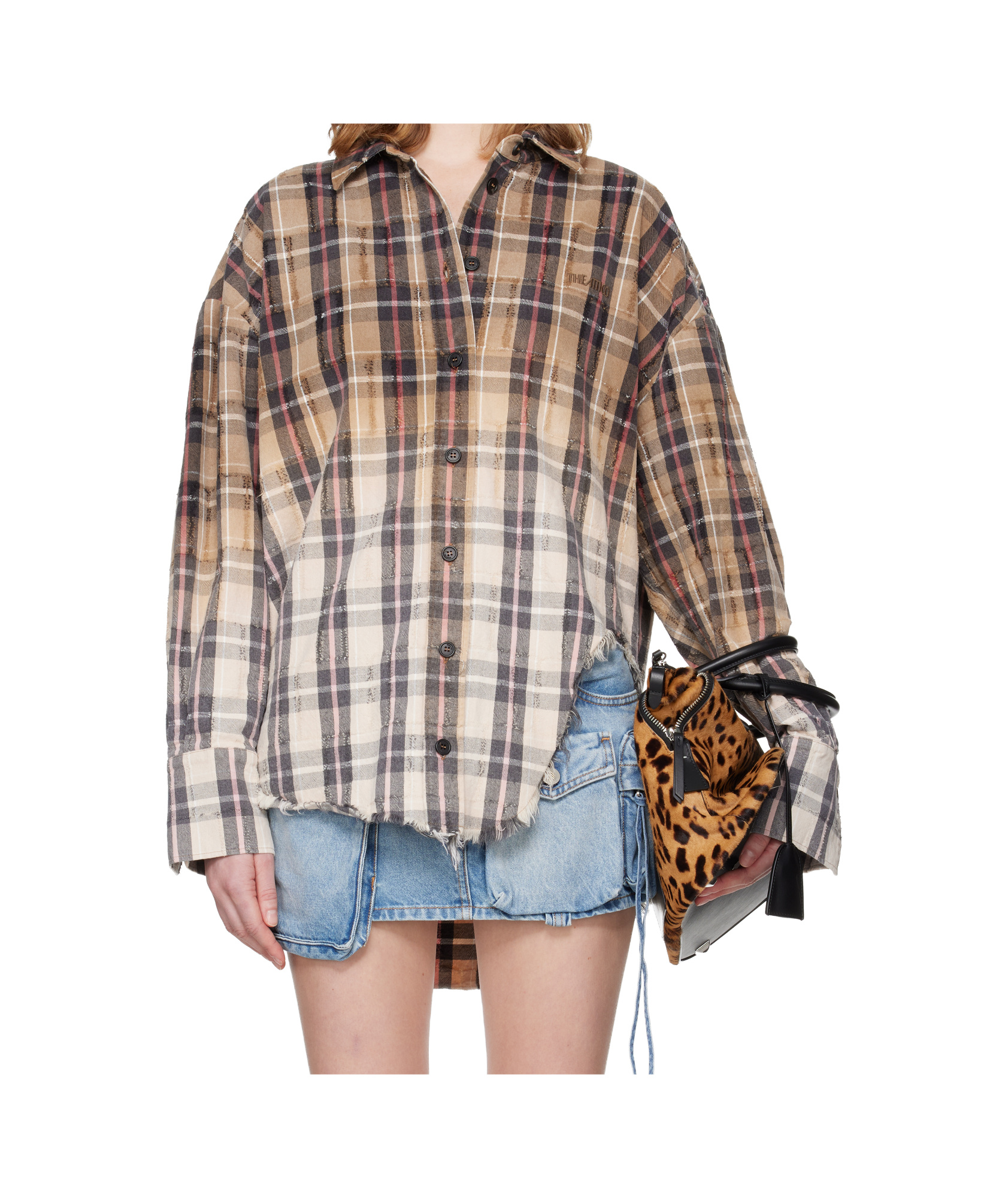 Attico Cotton Flannel Shirt In Brown