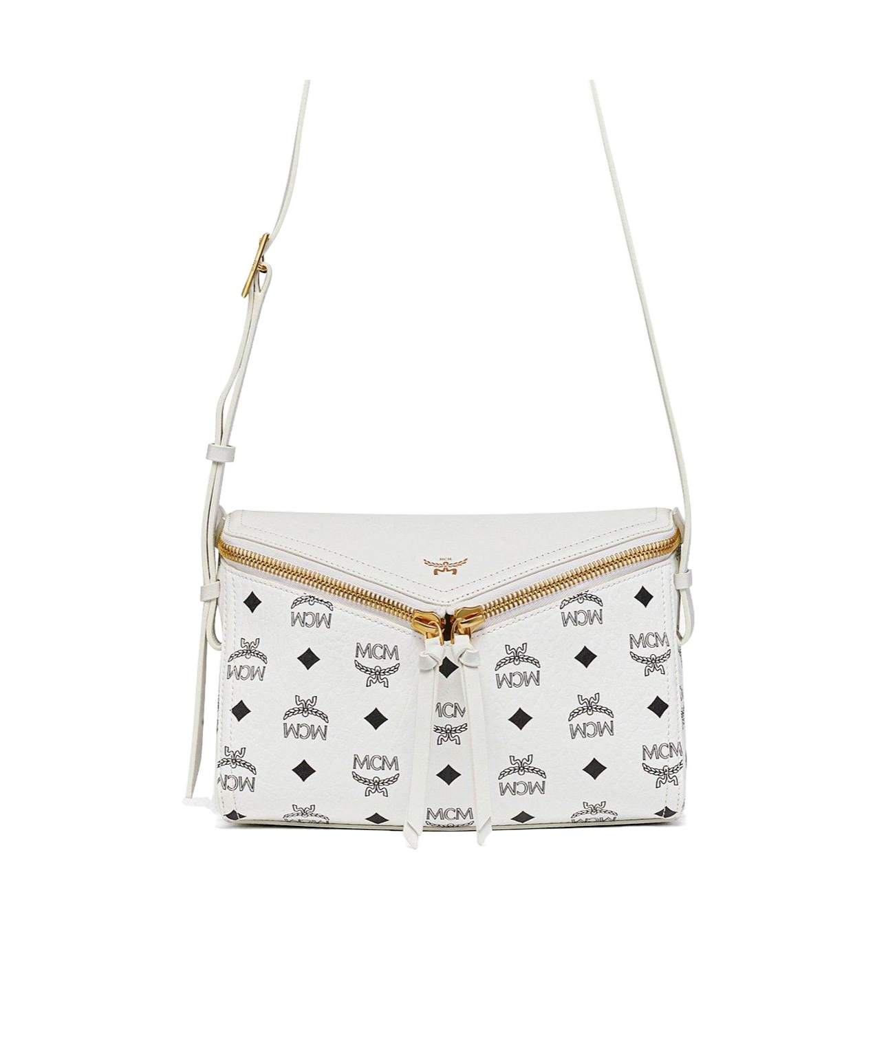 Mcm Diamant Visetos Shoulder Bag In White