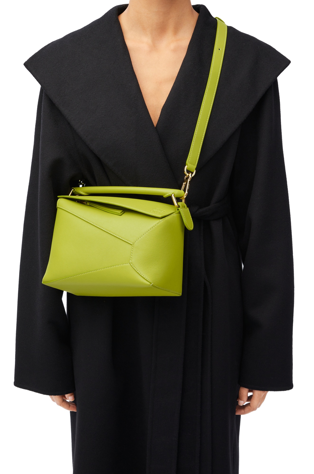 Loewe Women Puzzle Small Leather Handbag In Green