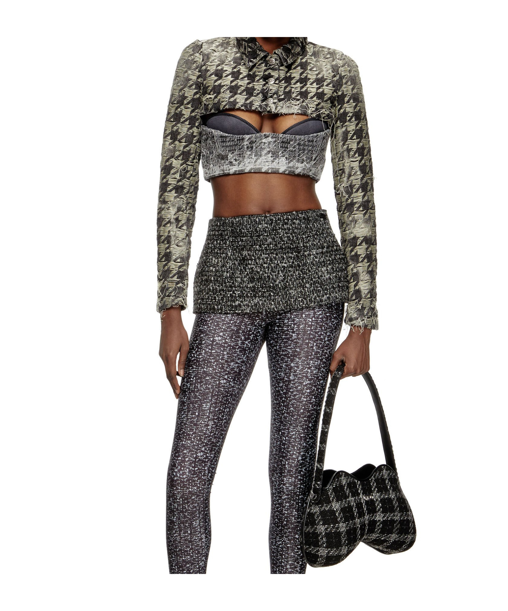 Diesel Shrug In Houndstooth-weave Denim In Multi