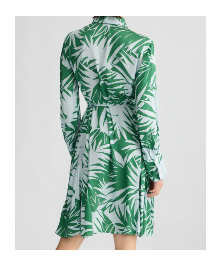 Liu •jo Mini Dress With Green And White Leaves Printed In Green