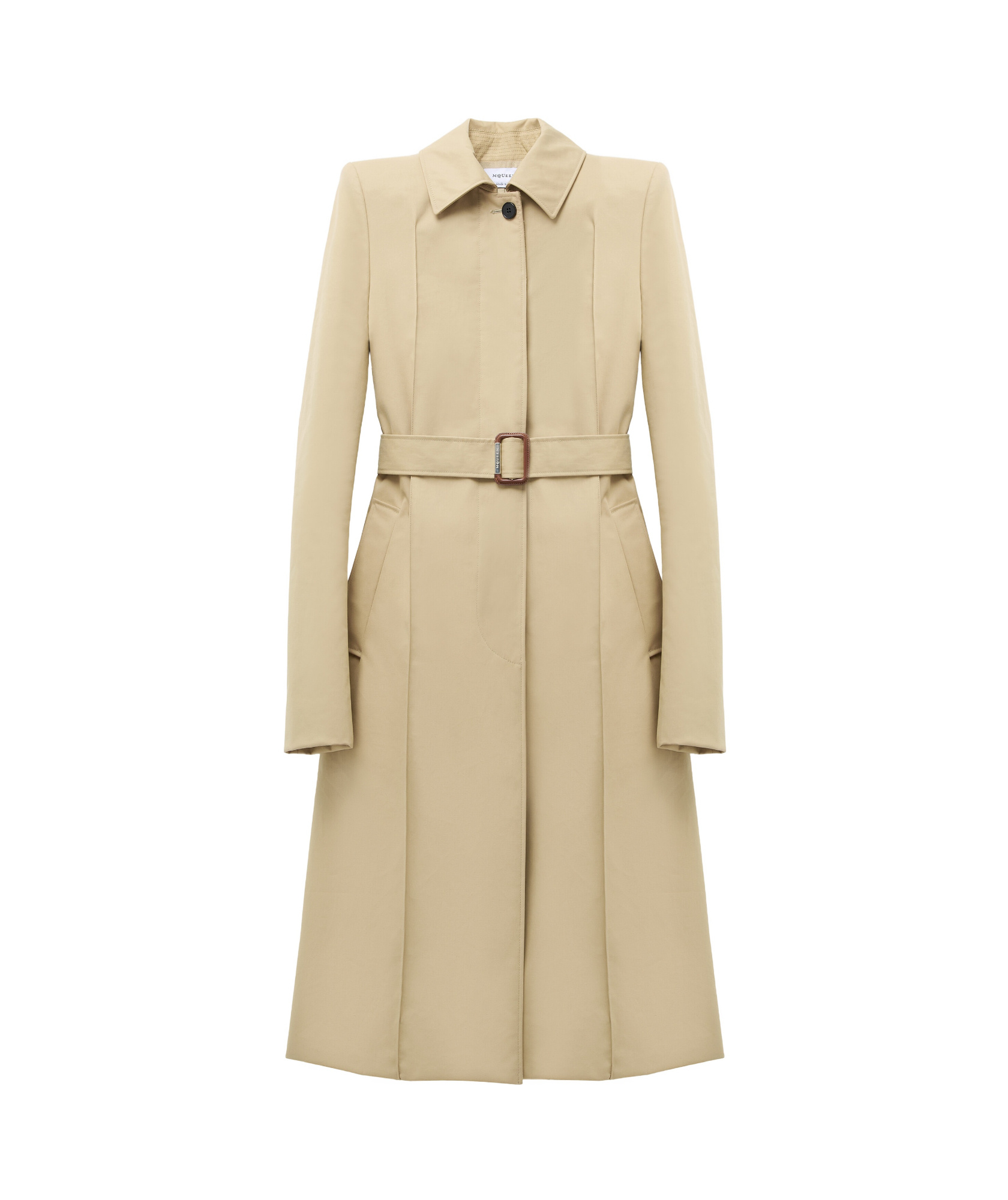 Alexander Mcqueen Belted Trench Coat In Nude