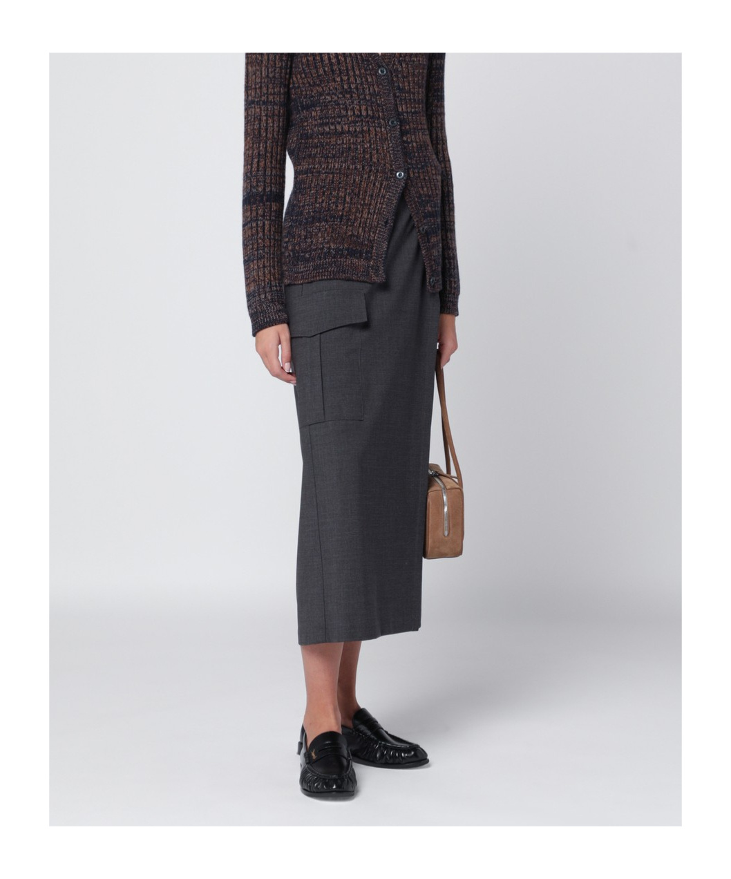 P.a.r.o.s.h Wool Wrap Midi Skirt In Gray