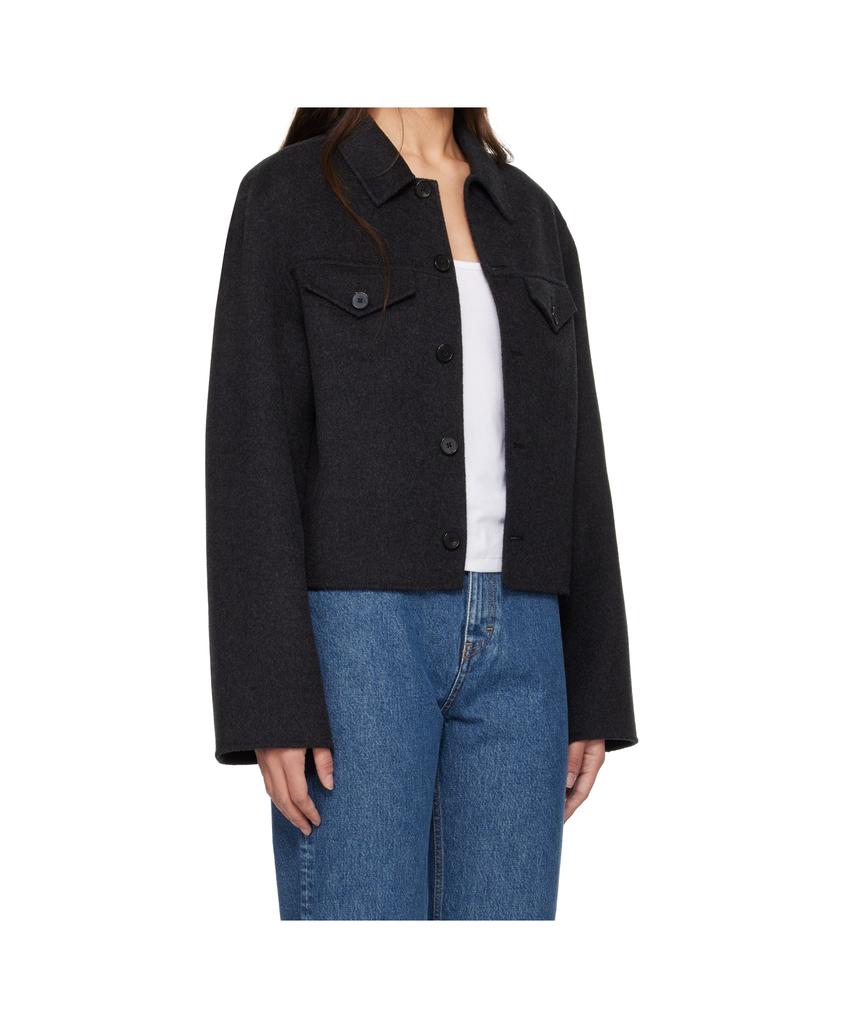 Filippa K Gray Short Wool Cashmere Jacket In Black