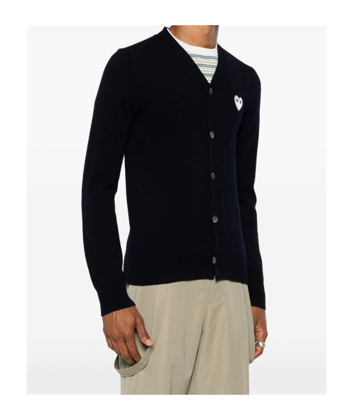 Comme Des Garçons Play Heart-patch Wool Cardigan In Black