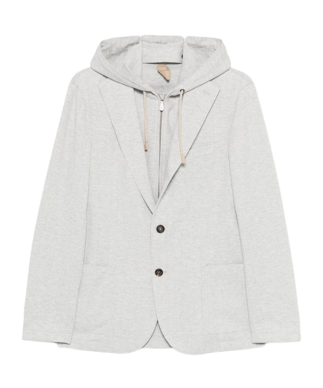 Eleventy Hooded Single-breasted Blazer In Gray