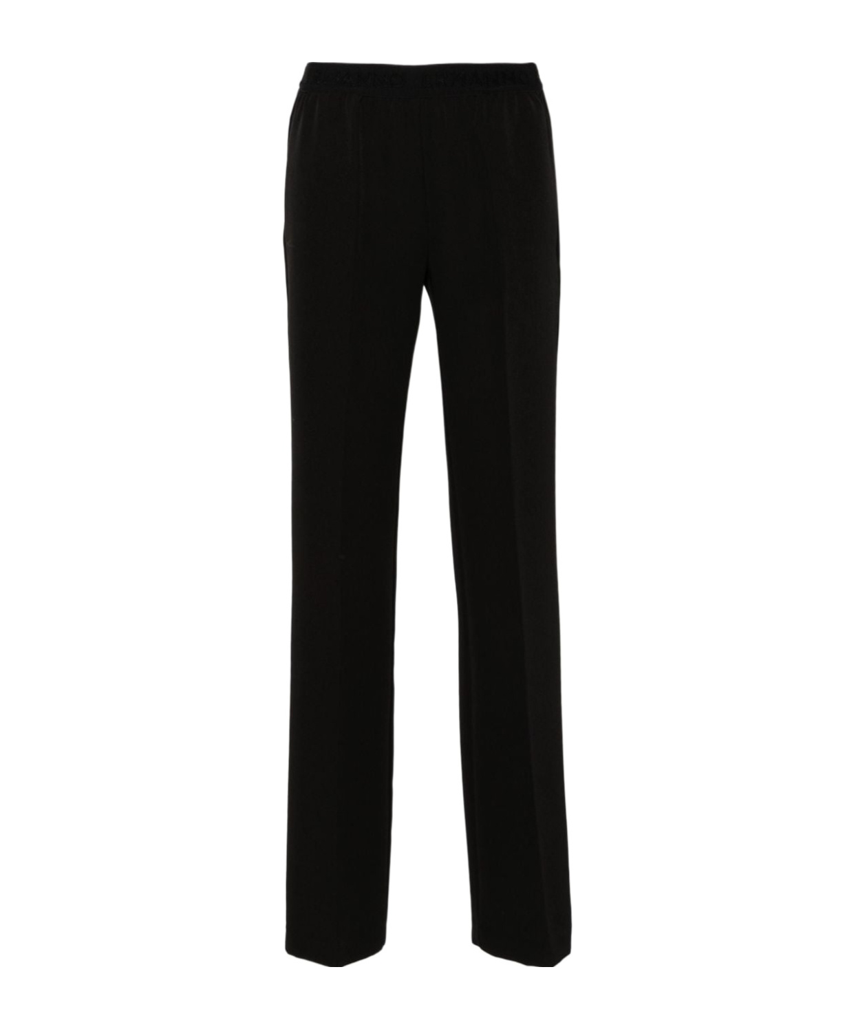 Ermanno Firenze Black Logo-waistband Cady Trousers In Black