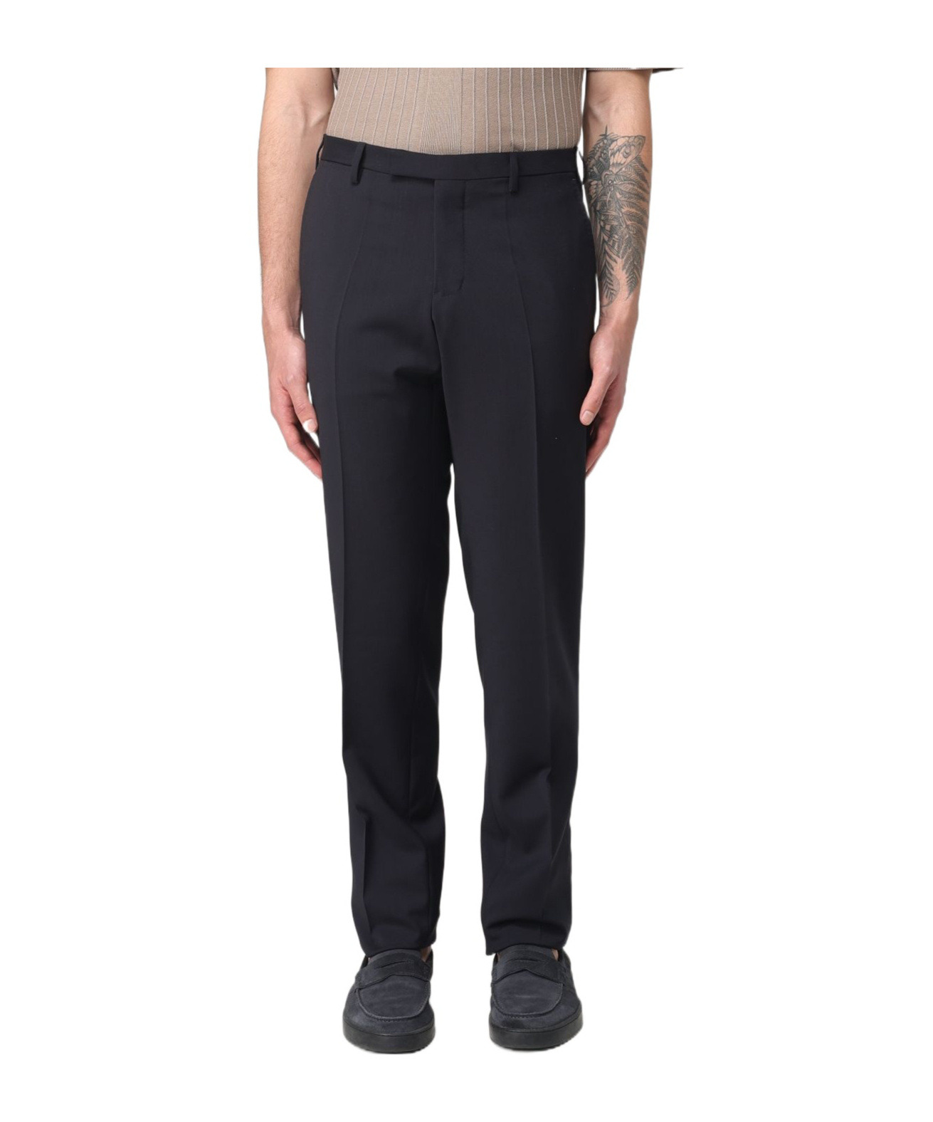 Emporio Armani Belt Loop Casual Pants In Black