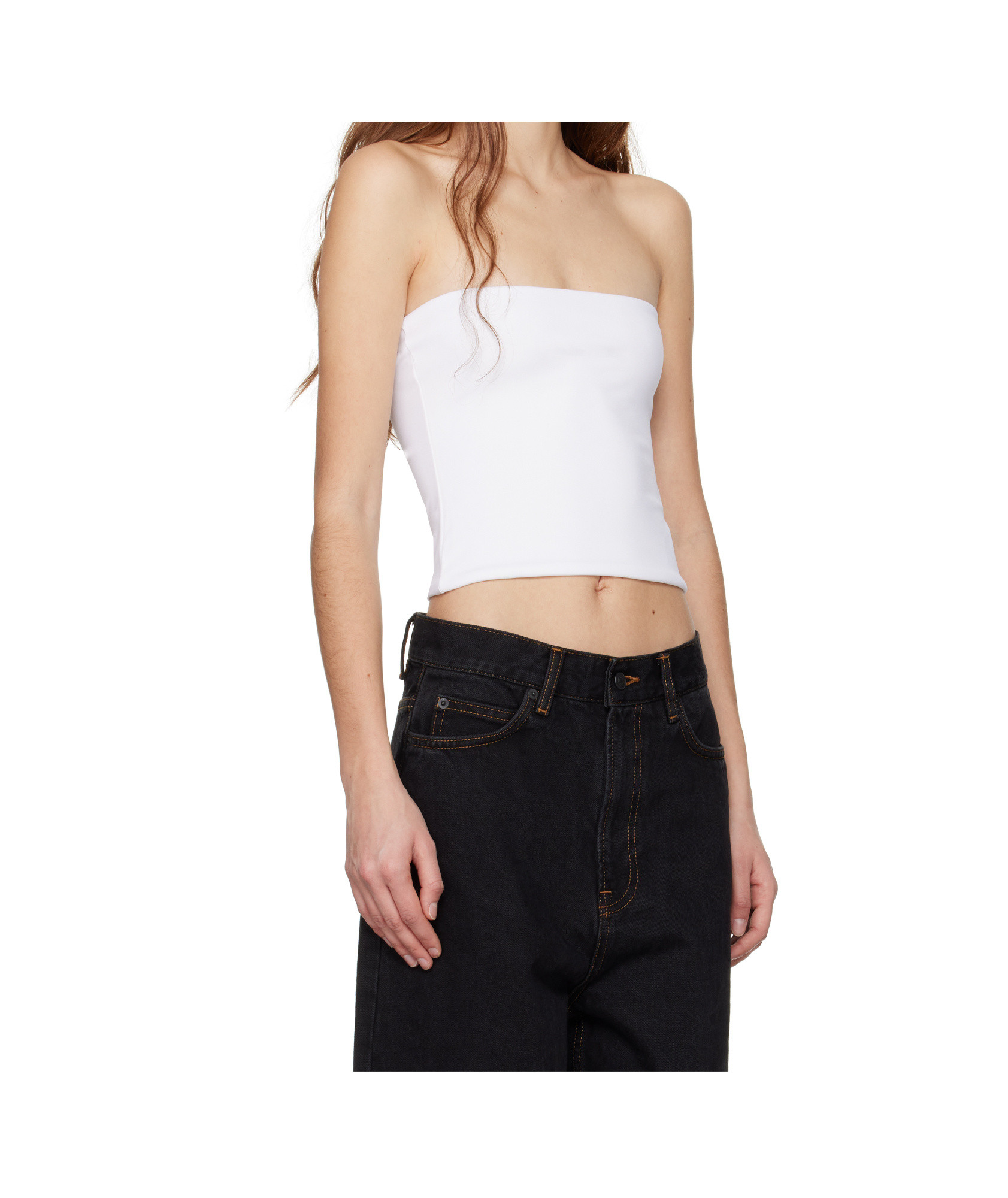 WARDROBE.NYC ELASTIC PLAIN KNITTED STRAPLESS TOP