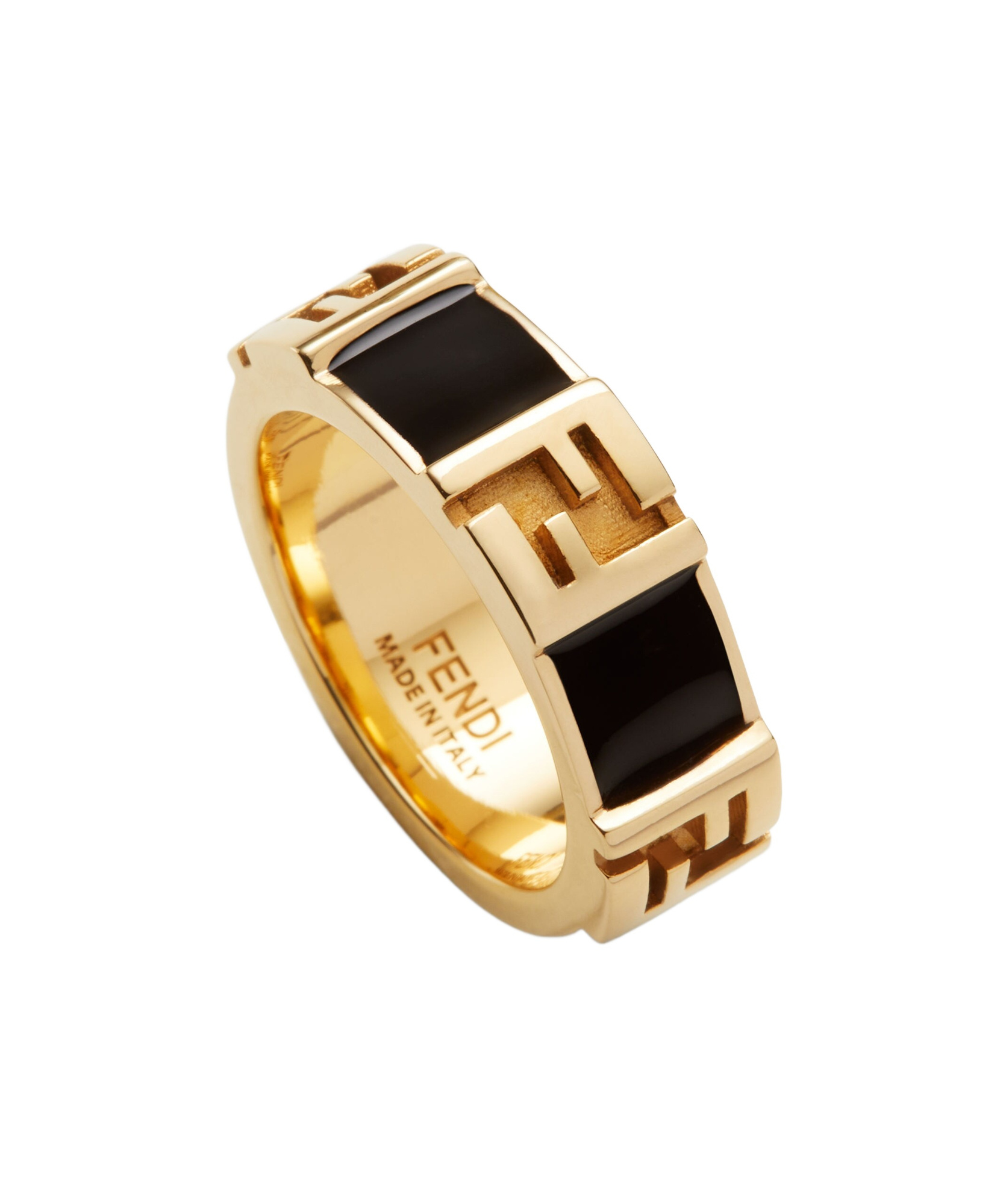 Fendi Logo Ring In Brown