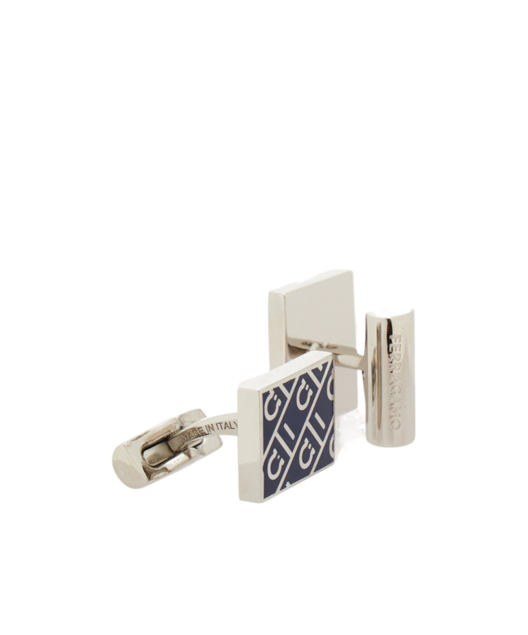 Ferragamo Square Pattern Cufflinks In Black
