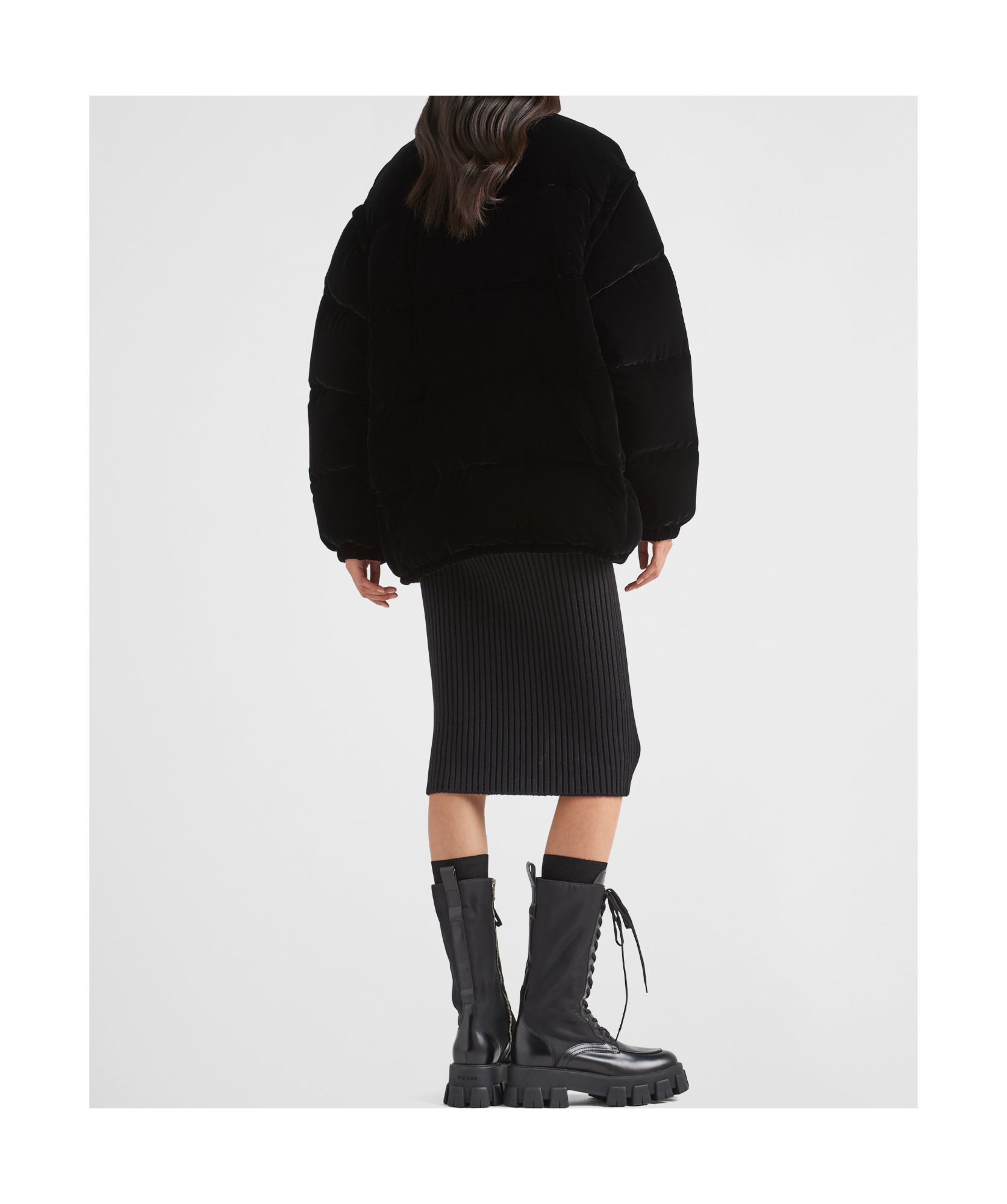 PRADA CONVERTIBLE VELVET DOWN JACKET