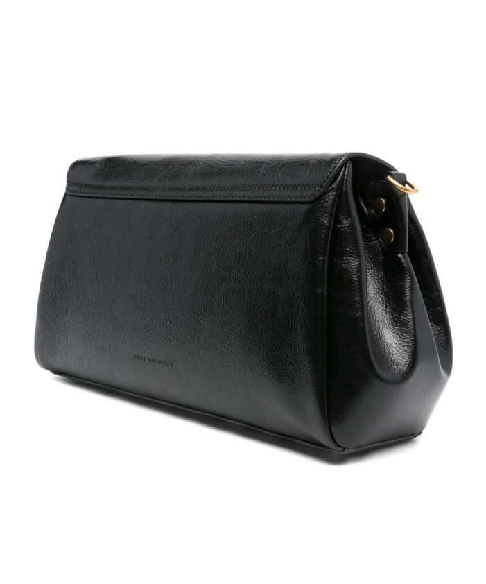 Dries Van Noten Buckle-fastening Leather Shoulder Bag In Black