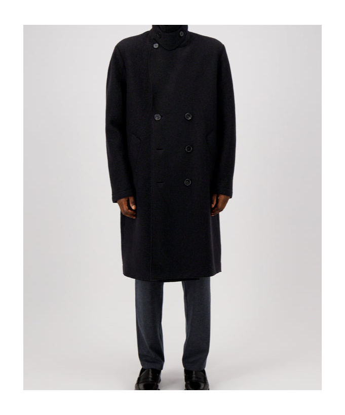 Harris Wharf London Long Peacoat Boiled Wool In Black
