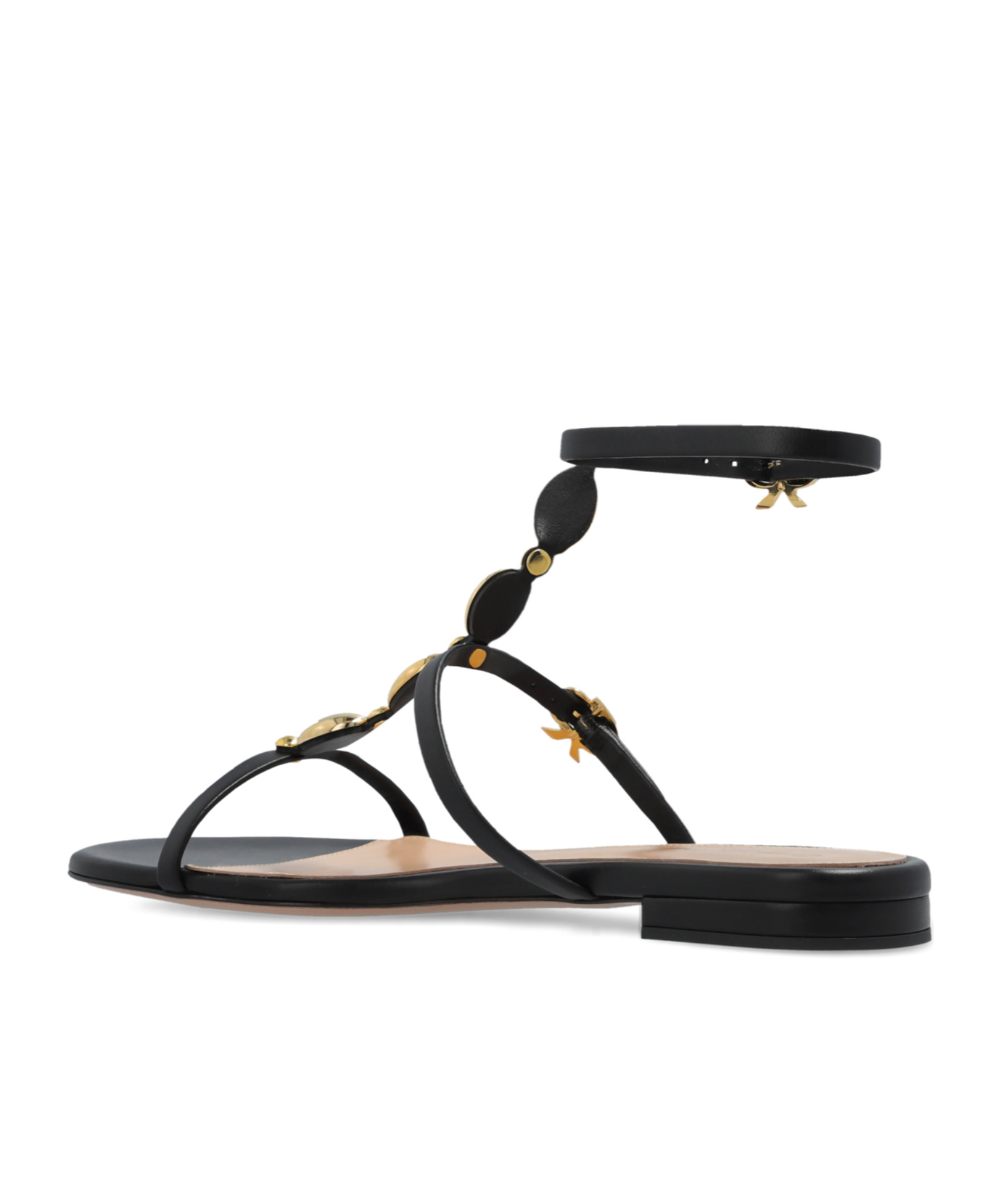Gianvito Rossi Round-headed Flat Sandals In Black