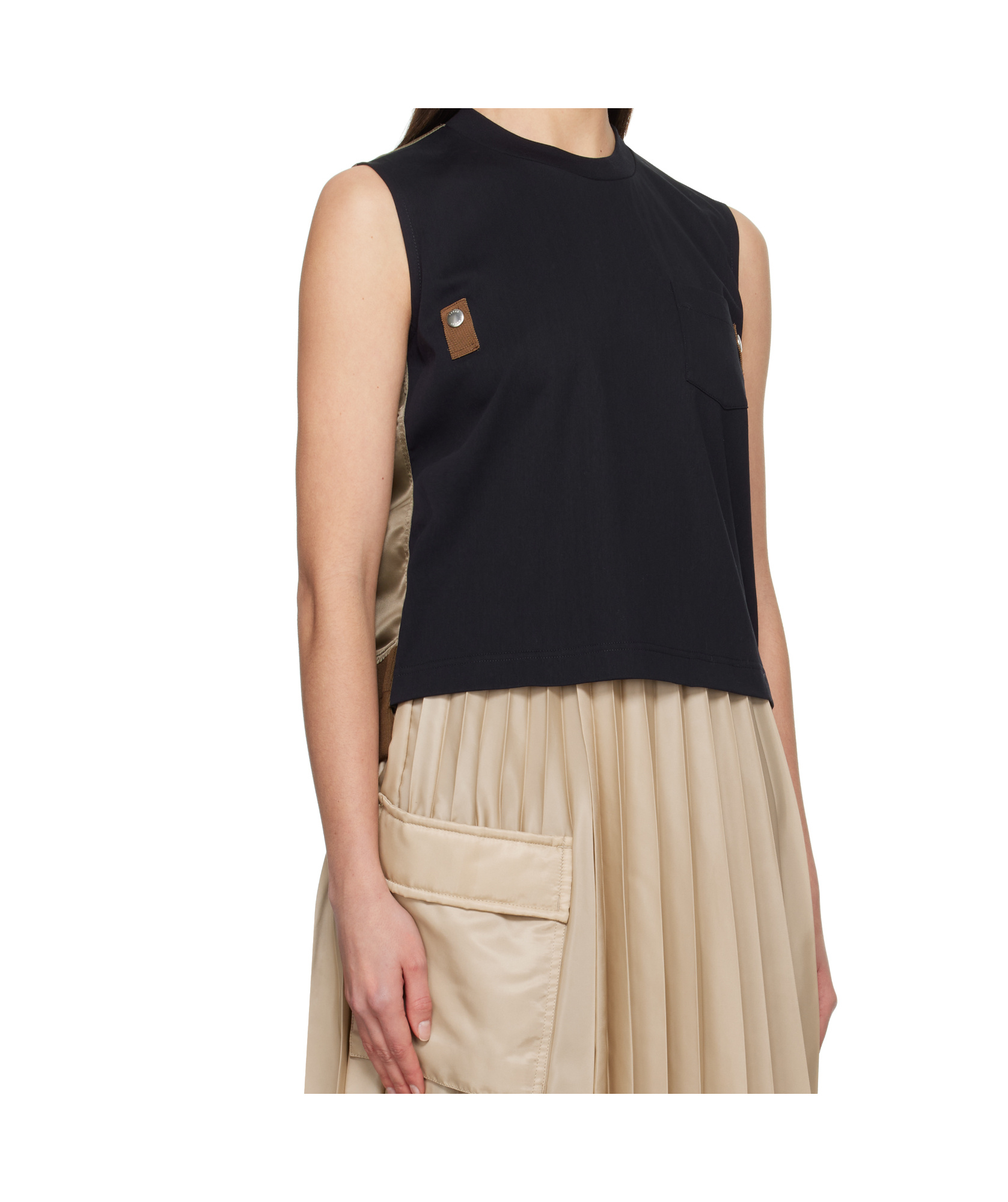 Sacai Panelled Tank Top In Nude