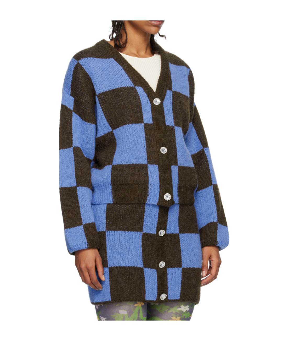 Stine Goya Check-pattern Cardigan In Blue
